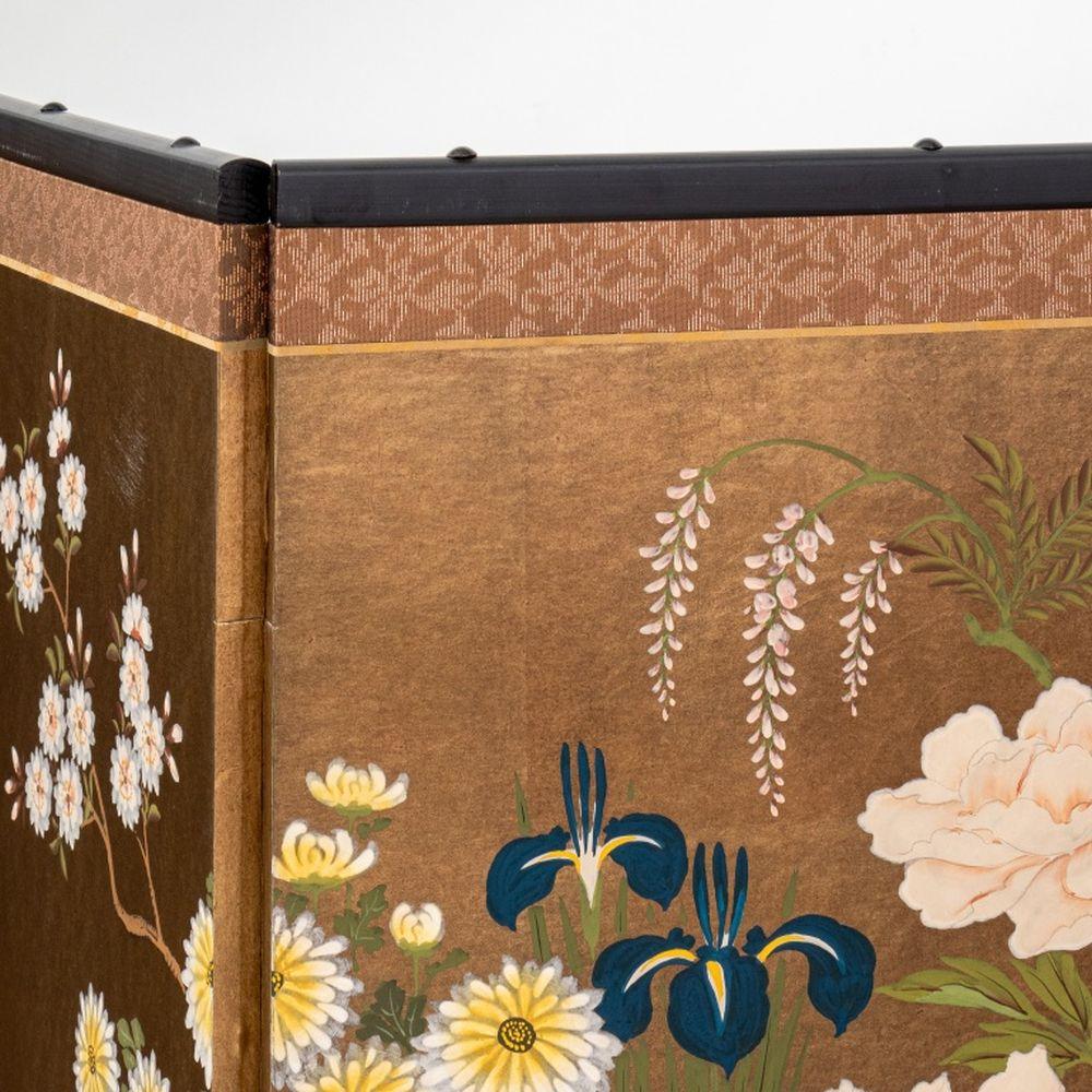 Japanischer 4-Panel Byobu Bildschirm (Gemalt) im Angebot
