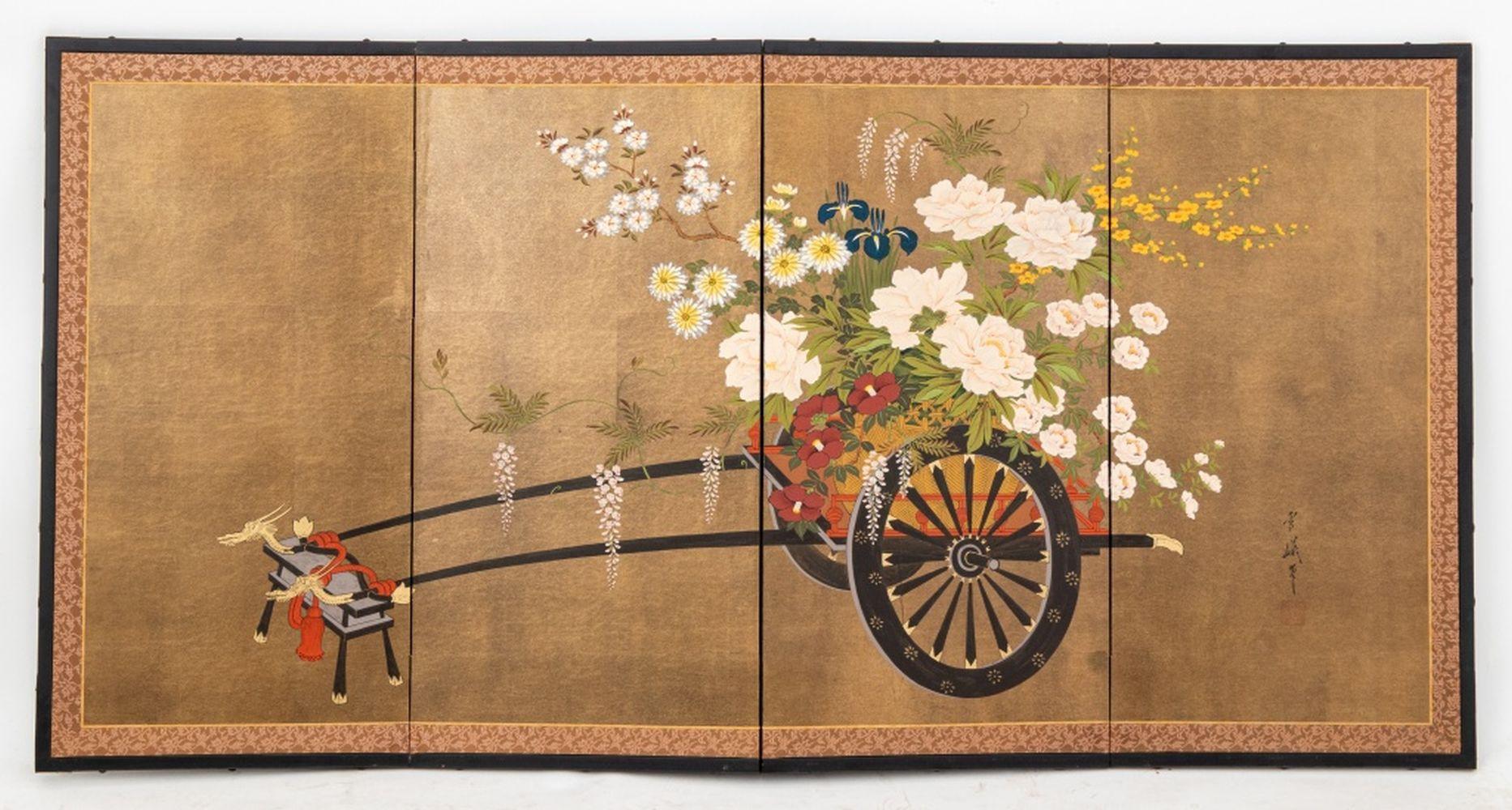 Japanischer 4-Panel Byobu Bildschirm im Zustand „Gut“ im Angebot in Astoria, NY