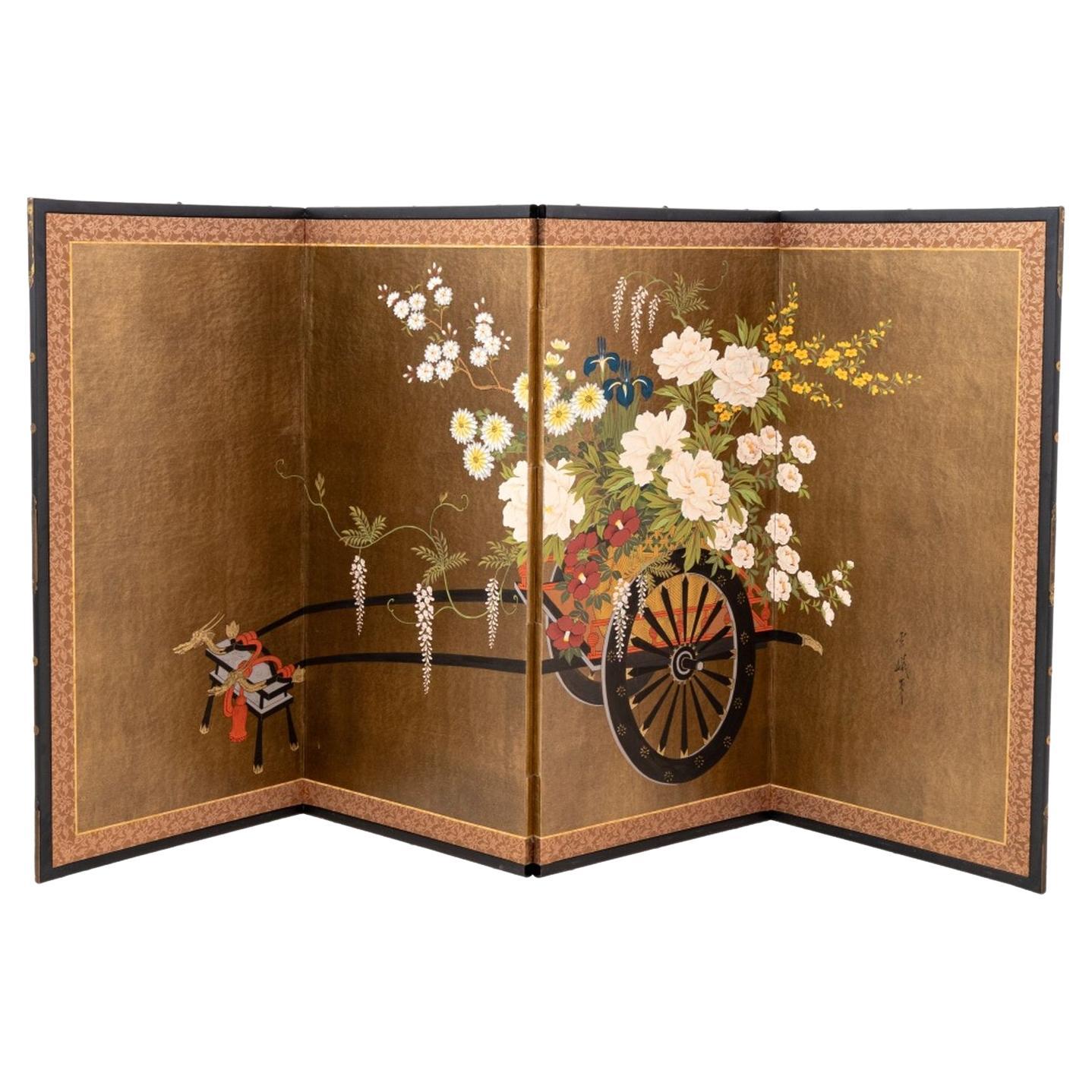 Japanese 4-Panel Byobu Screen