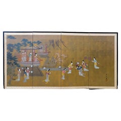 Japanese 4 Panels Court with 13 Ladies in the Garden