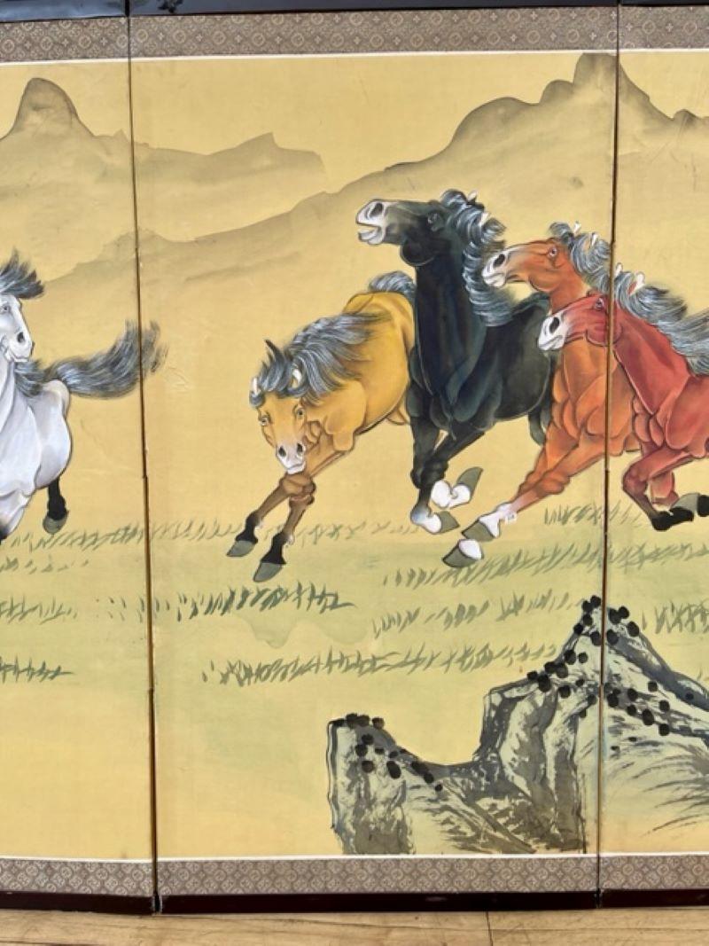 Japanese 6 Panels Screen with 8 Galloping Horses
Taisho/Showa Period
70” wide x 35” High.
Dealer: G228
