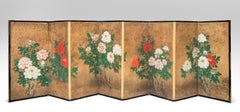 Japanese 8 Panel Screen of Flowering Peonies