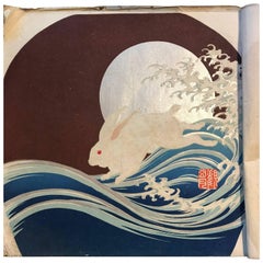 Japanese 89 Antique Brilliant Color Woodblock Fan Prints Immediately Frameable