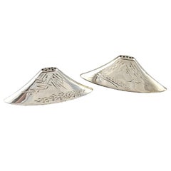 Japanese 950 Sterling Silver Mount Fuji Salt & Pepper Shakers