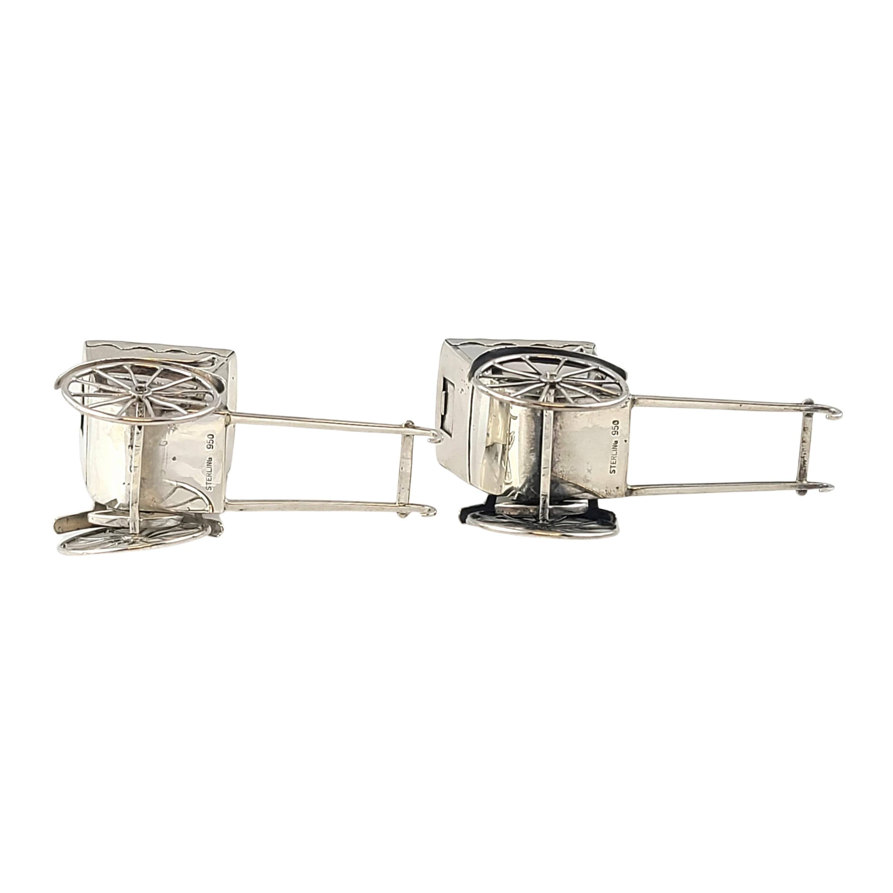 Japanese 950 Sterling Silver Rickshaw Cart Salt & Pepper Shakers In Good Condition In Washington Depot, CT