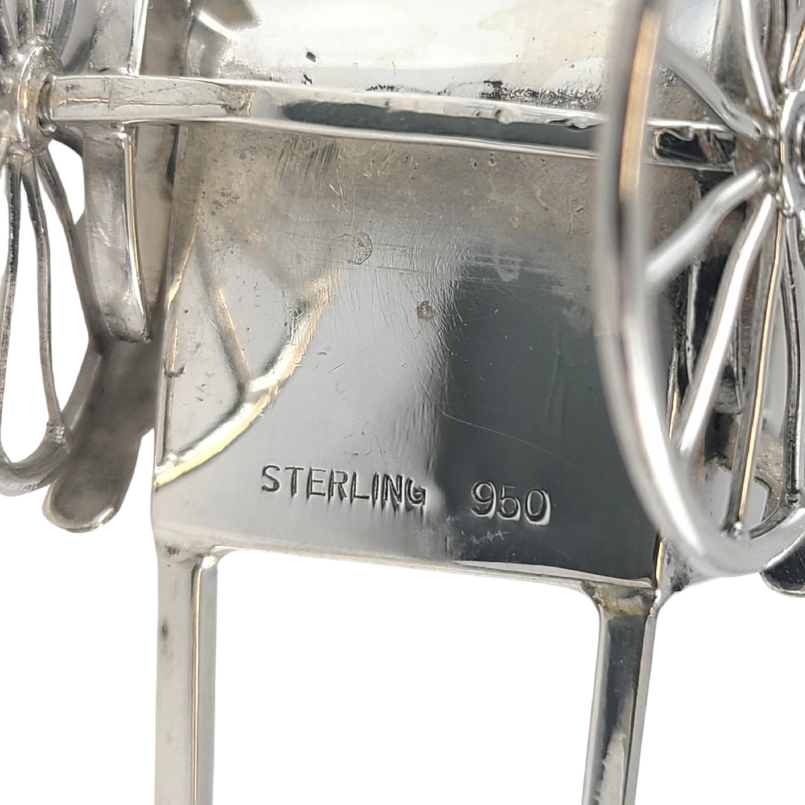 Japanese 950 Sterling Silver Rickshaw Cart Salt & Pepper Shakers 1