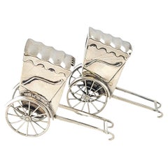 Japanese 950 Sterling Silver Rickshaw Cart Salt & Pepper Shakers