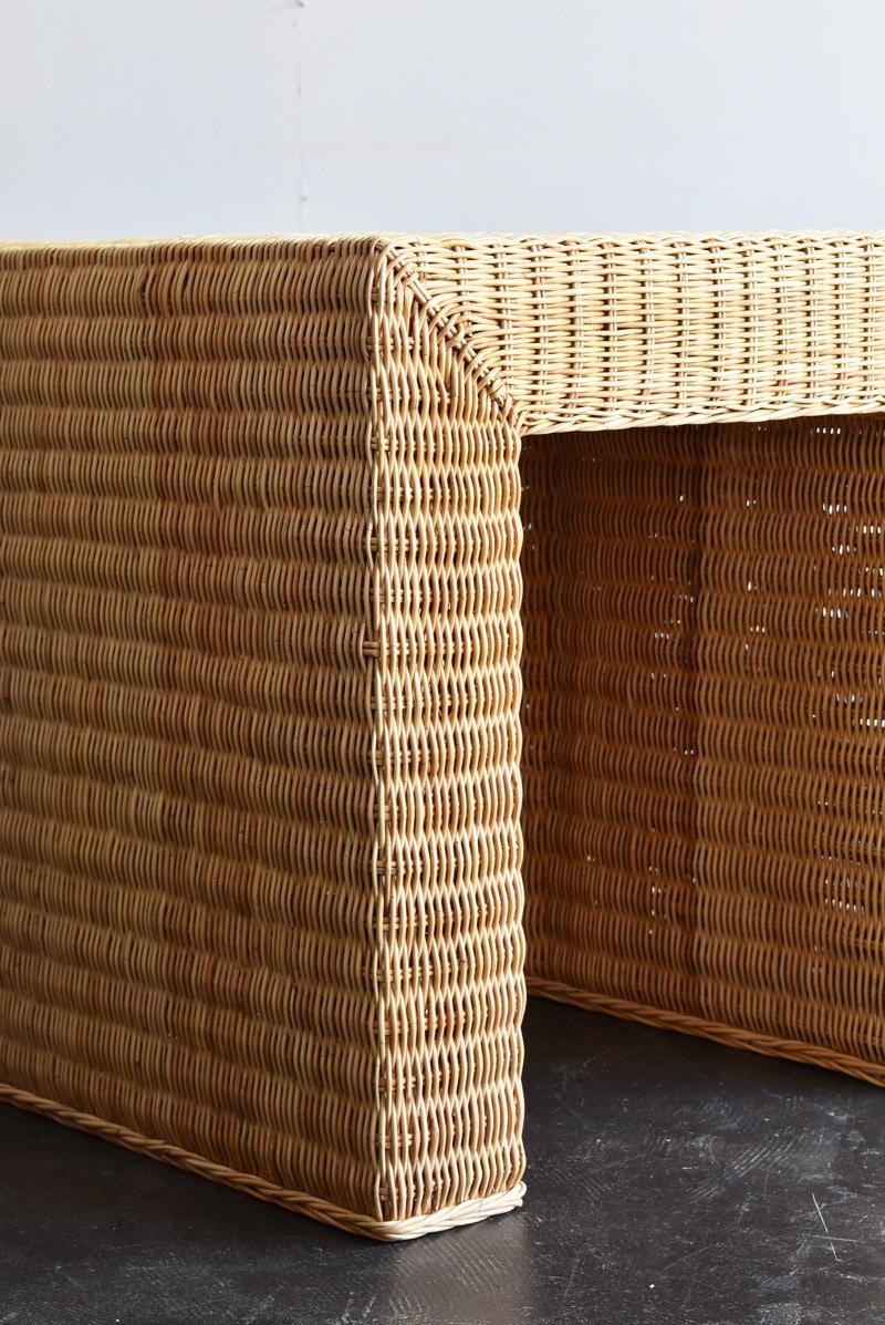 Japanese a Little Old Rattan Table / 20th-21st Century / Square Modern Table For Sale 4