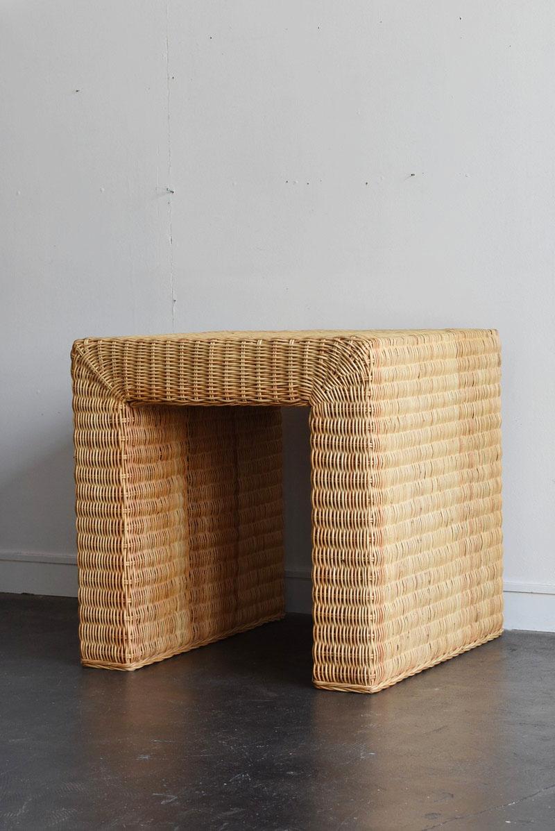 Japanese a Little Old Rattan Table / 20th-21st Century / Square Modern Table For Sale 10