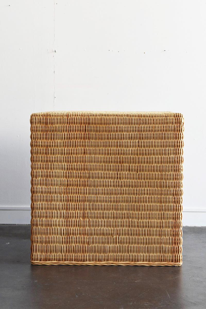 Contemporary Japanese a Little Old Rattan Table / 20th-21st Century / Square Modern Table For Sale