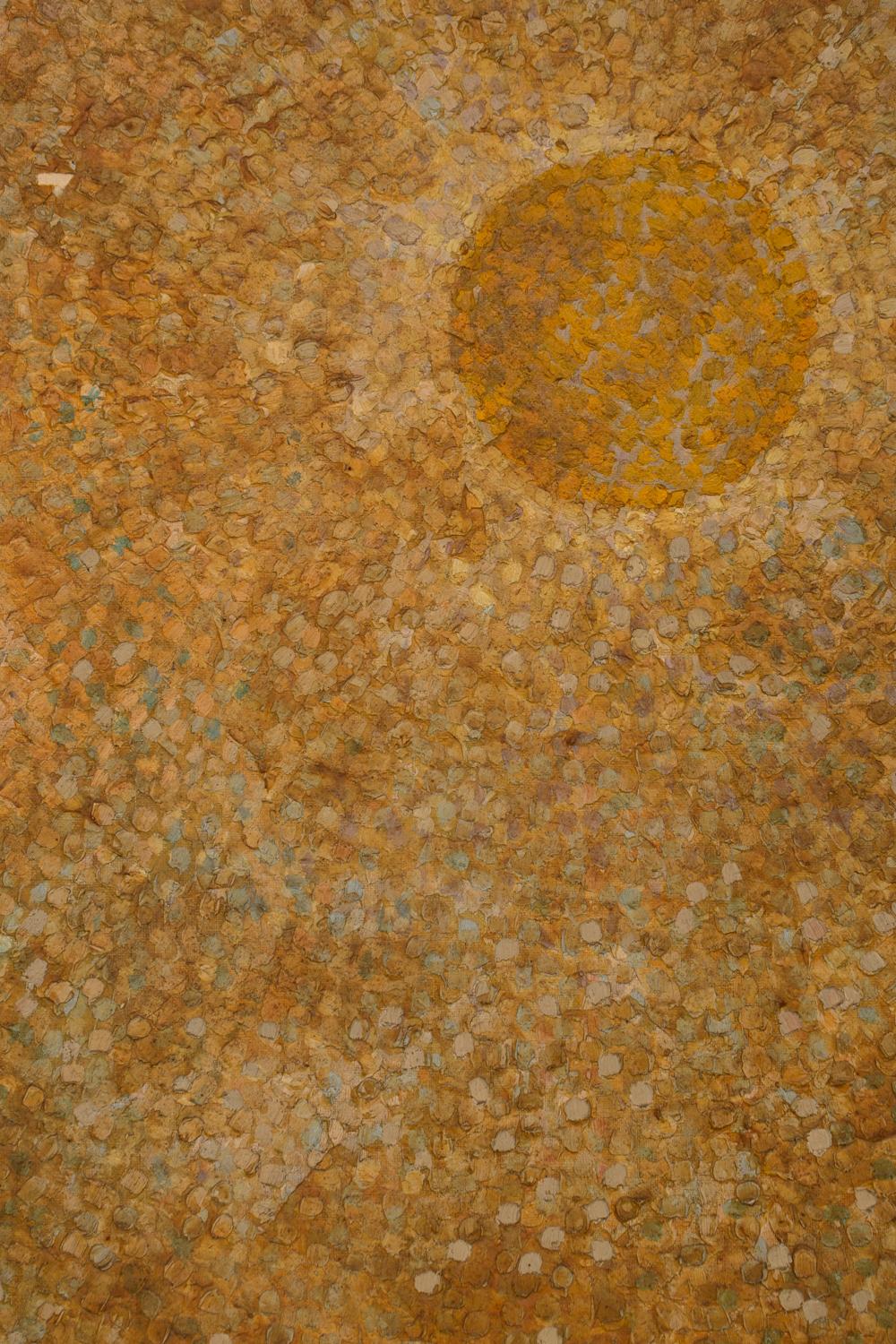 Architectural forms under sun. Pointillist in feeling. Oil on canvas, signed and dated: KOKU 1960.