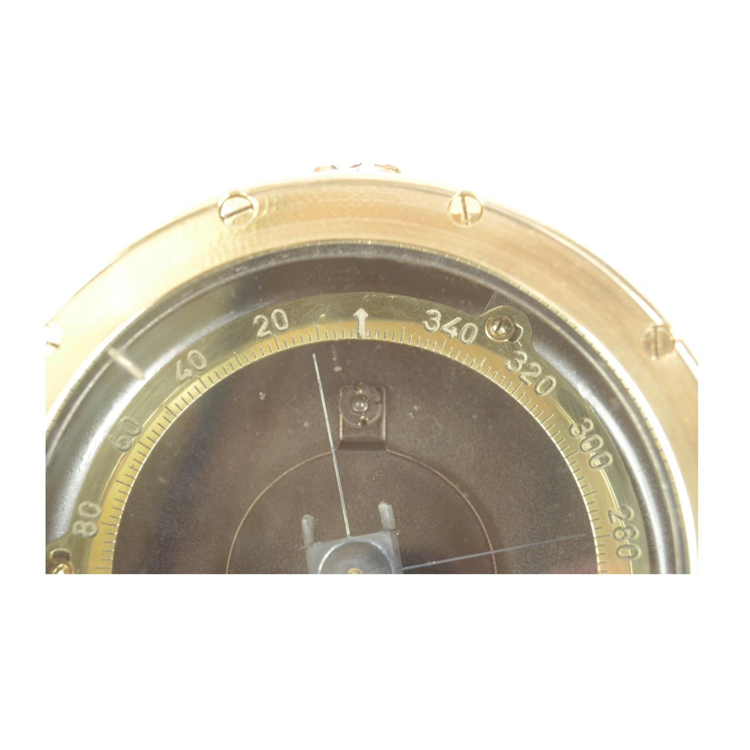 WWII Japanese Antique Magnetic Aeronautical Magnetic Compass  Brass and Glass 12