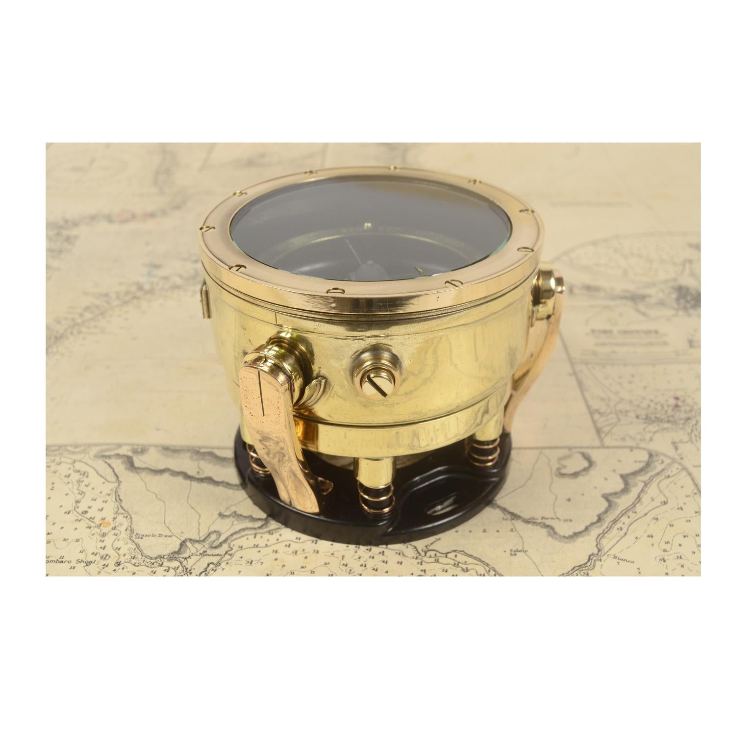 Mid-20th Century WWII Japanese Antique Magnetic Aeronautical Magnetic Compass  Brass and Glass