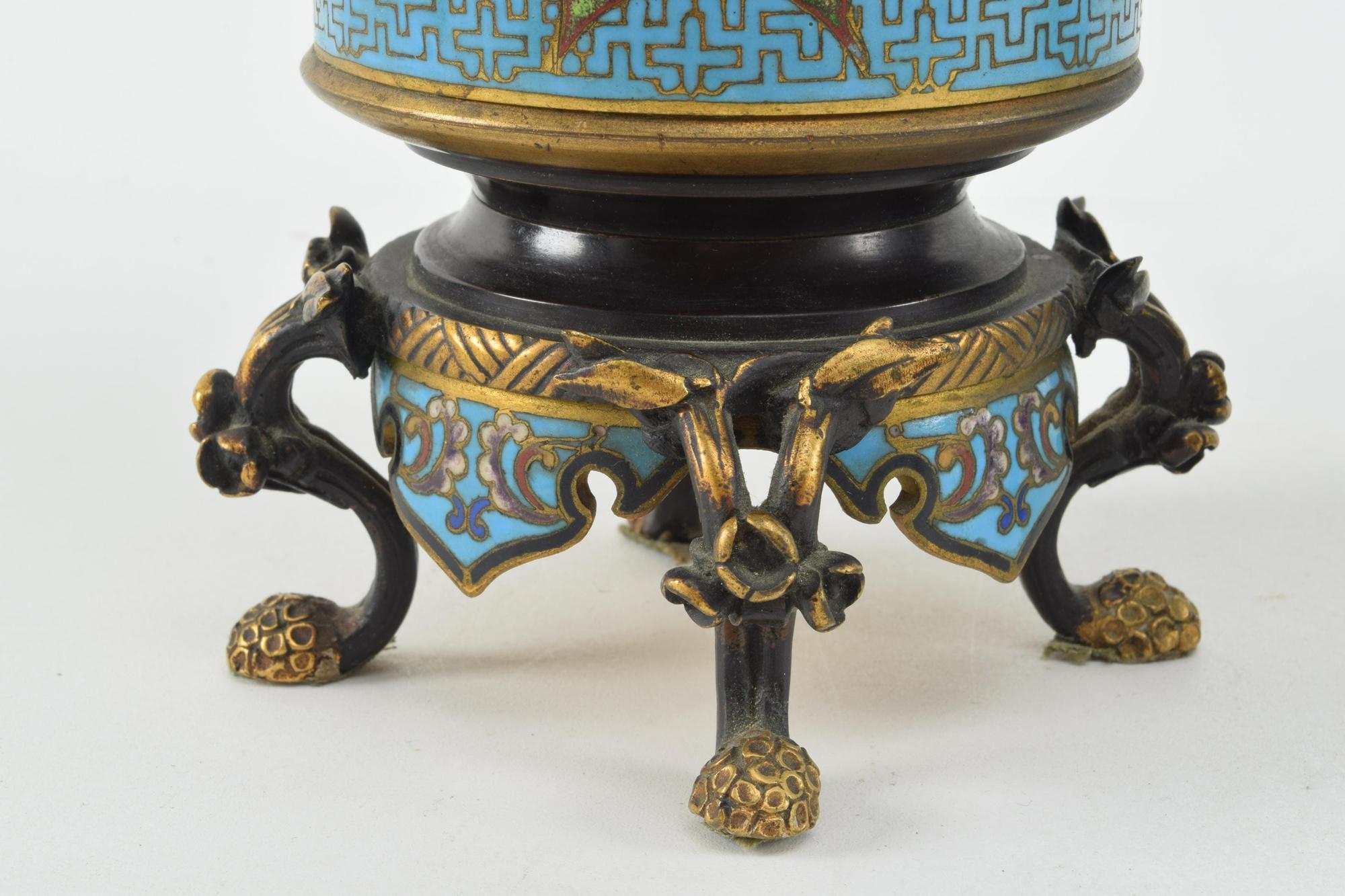 Japanische Bronze-Urnen mit Champleve-Füßen aus dem japanischen Ästhetizismus, um 1880 im Angebot 4
