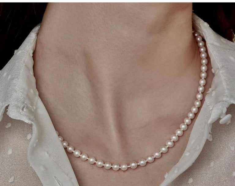 Japanese Akoya Fine Cultured Pearl Necklace For Sale at 1stDibs
