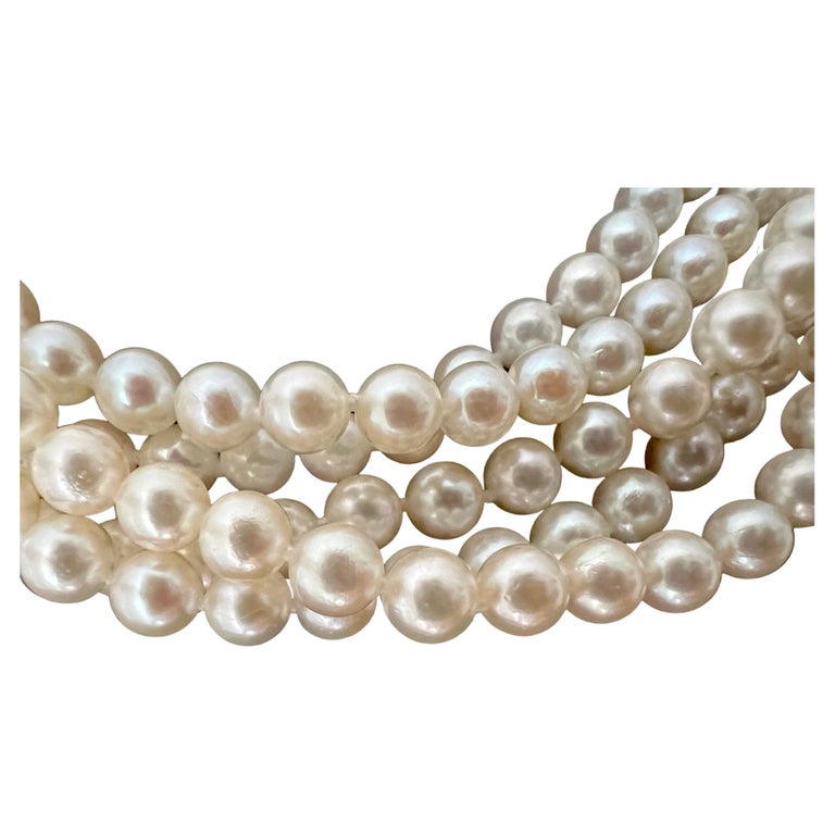 Japanese Akoya Fine Cultured Pearl Necklace For Sale at 1stDibs