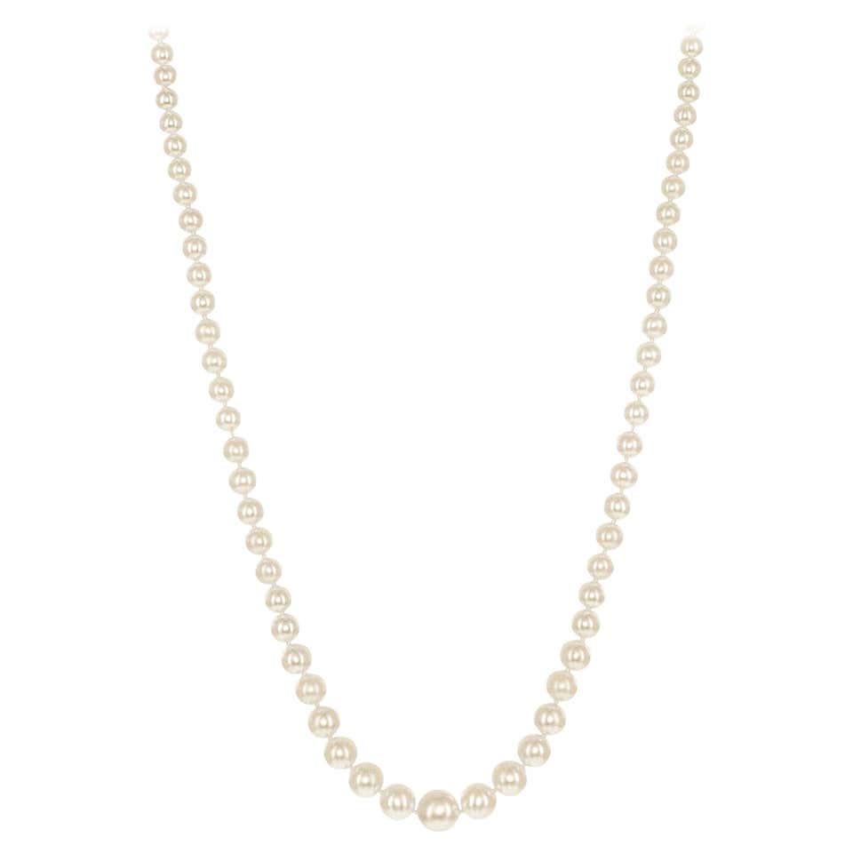 Japanese Akoya 5-5.5mm Cultured Pearl Necklace with 14k Gold Clasp For ...