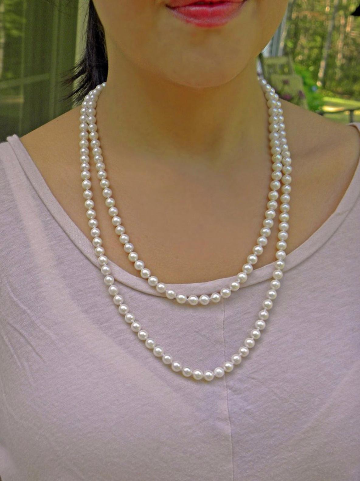 Contemporary Japanese Akoya Pearl Necklace,  48 Inches