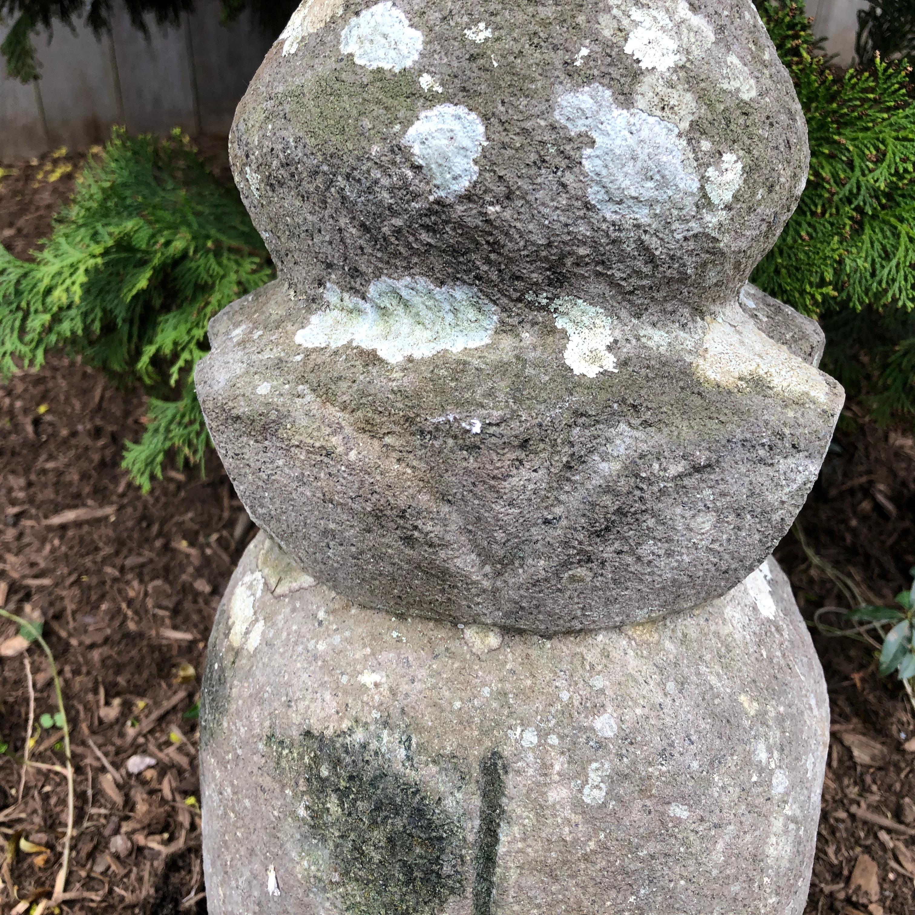 Japanese Large Ancient  Five Elements Stone Garden Marker In Good Condition In South Burlington, VT