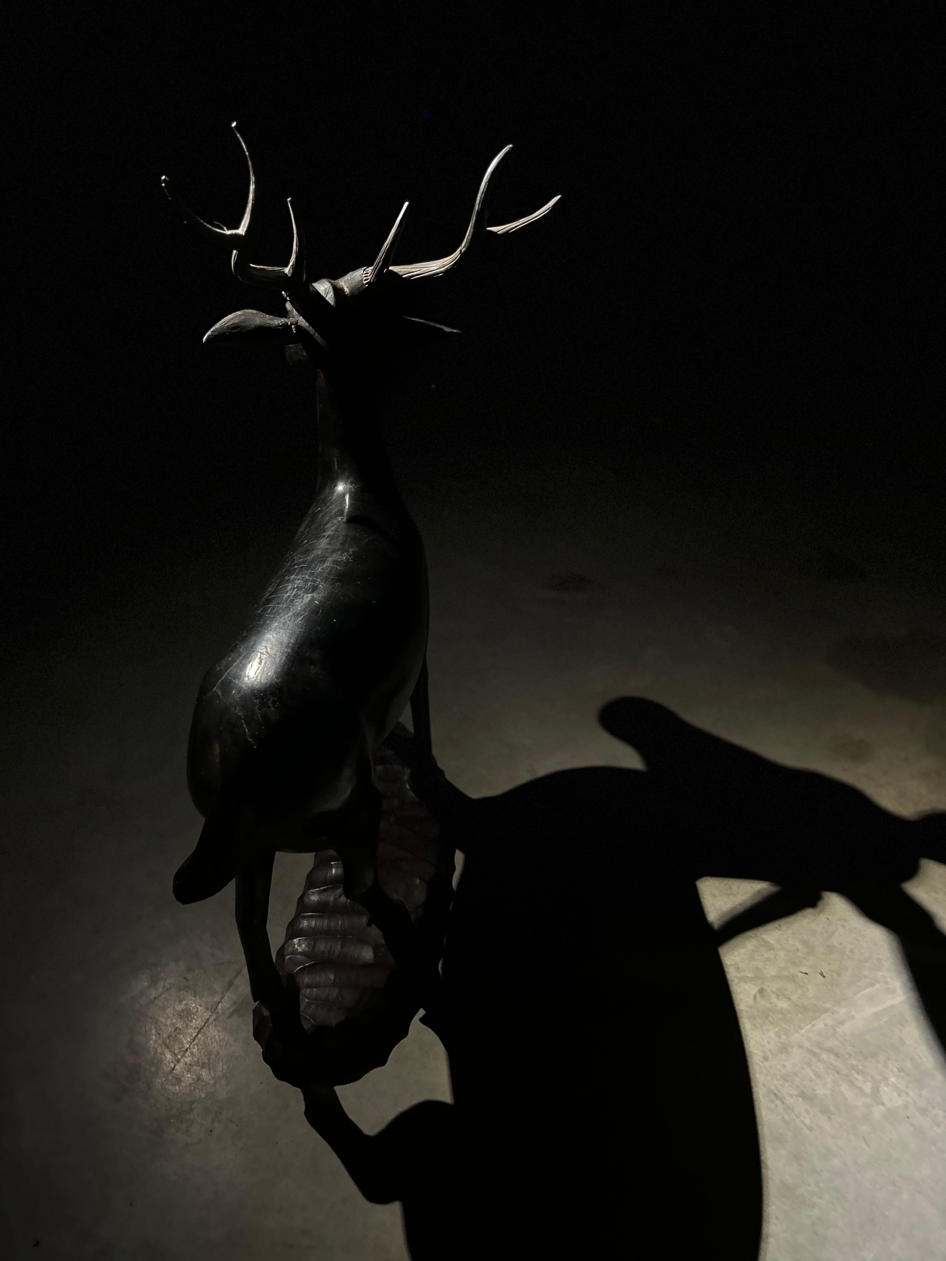 Japanese antic deer sculpture For Sale 2