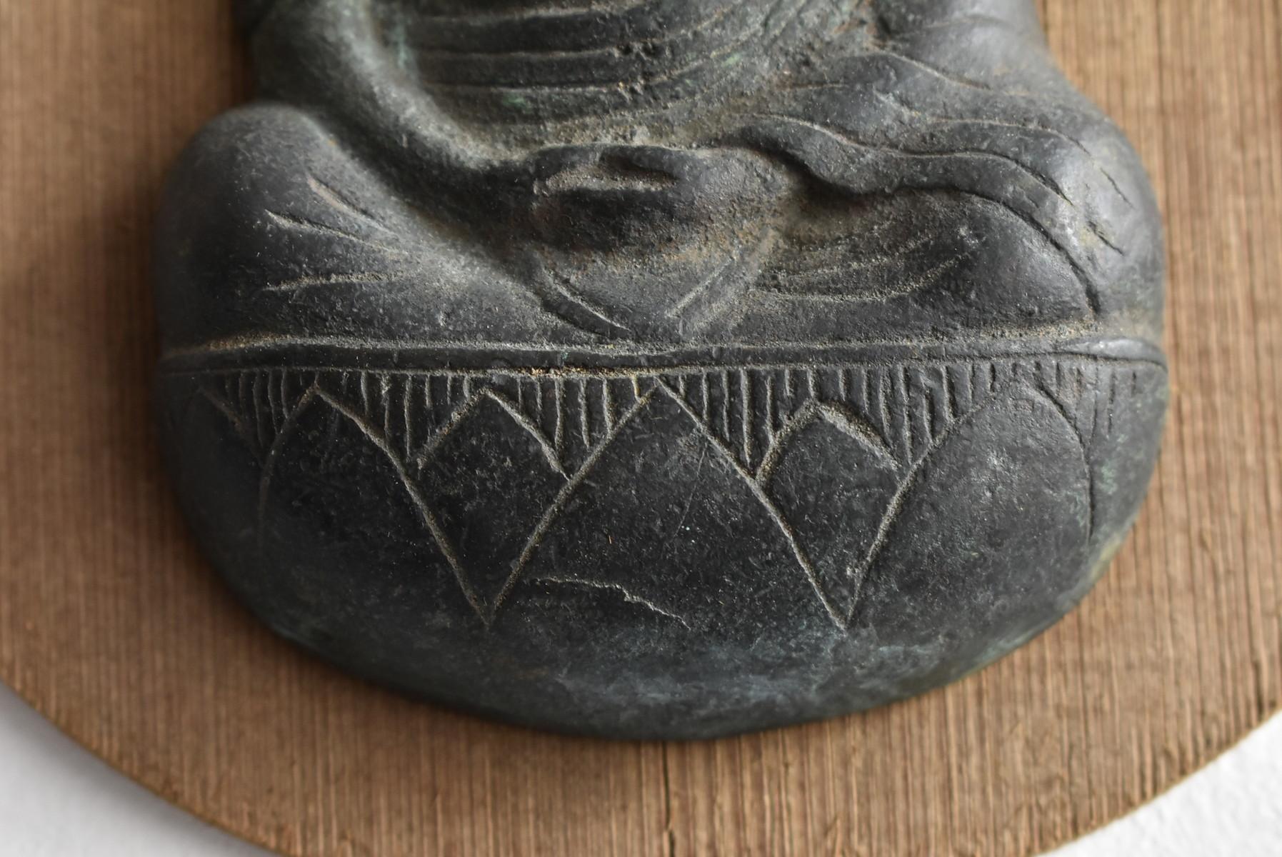 Metalwork Japanese Antique 17th Century Small Copper Buddha Statue /Wabisabi/Tathagata