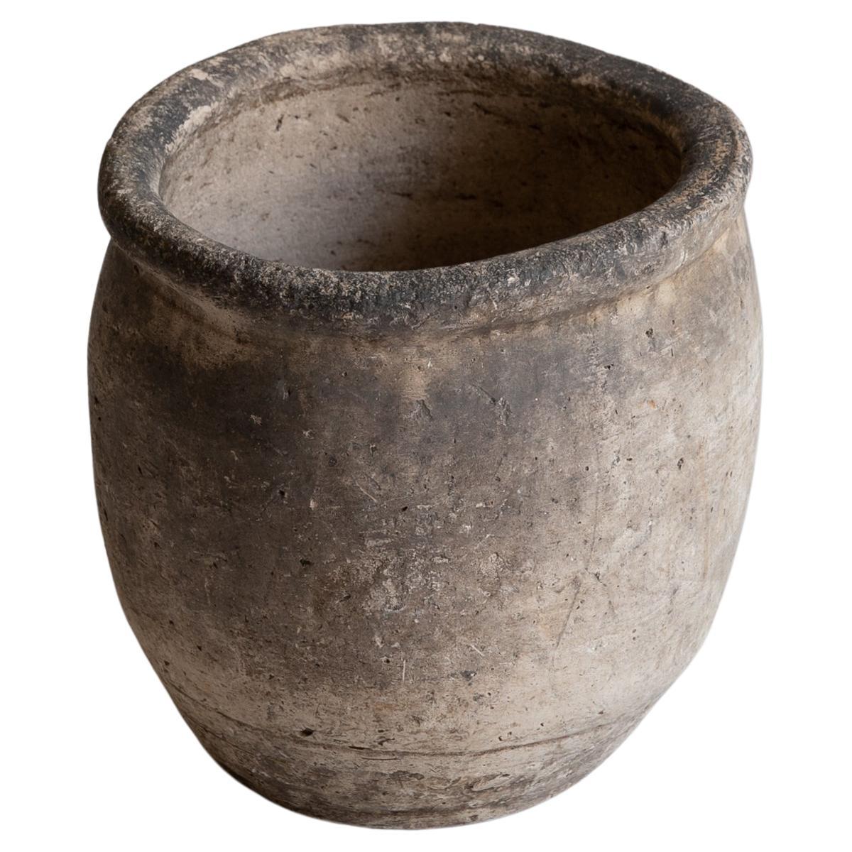 Petit vase en poterie japonaise ancien du 19ème siècle / Vase à fleurs Wabi Sabi
