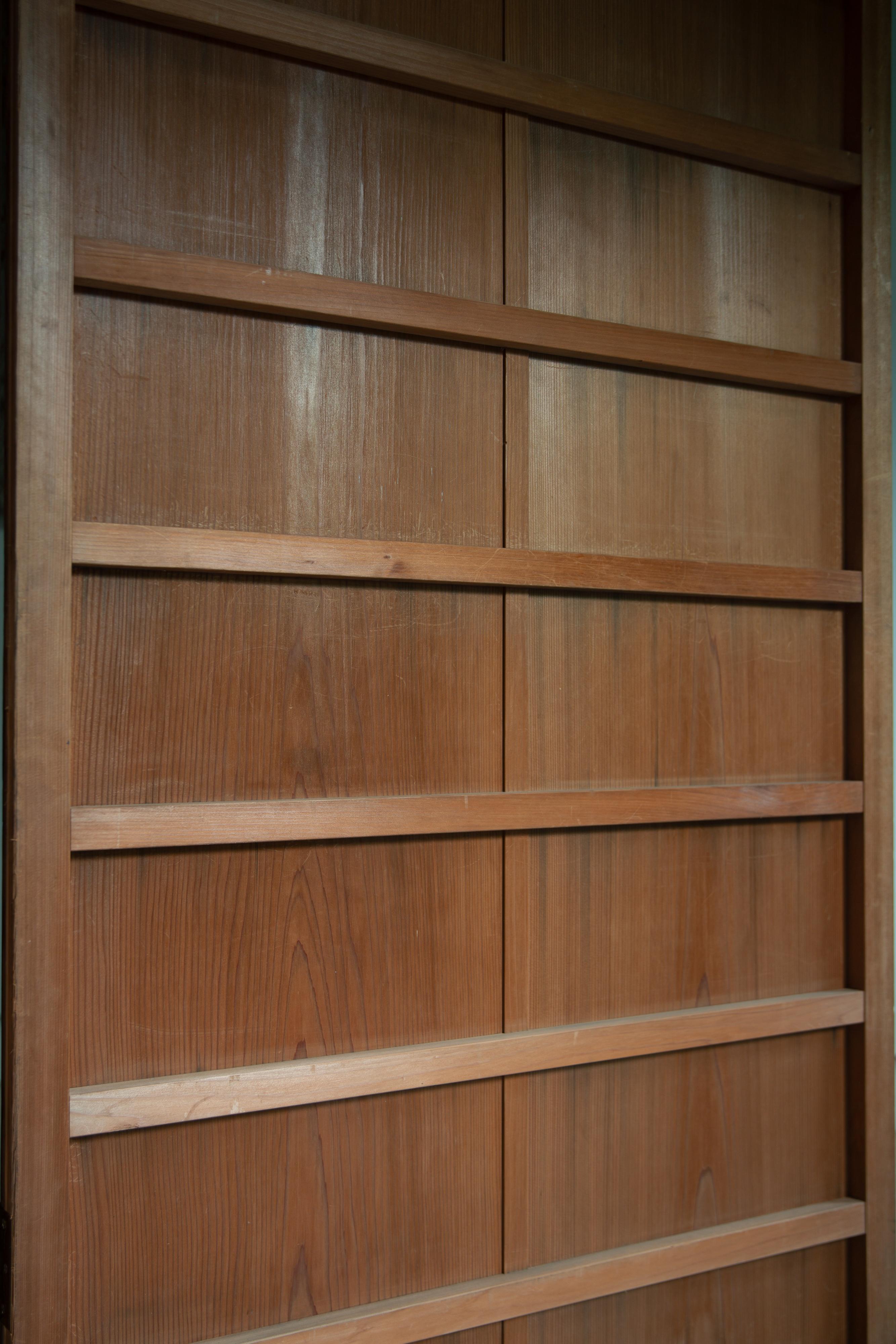 Japanese antique Yoshino Cedar 2-panel folding room divider Byobu folding screen 3