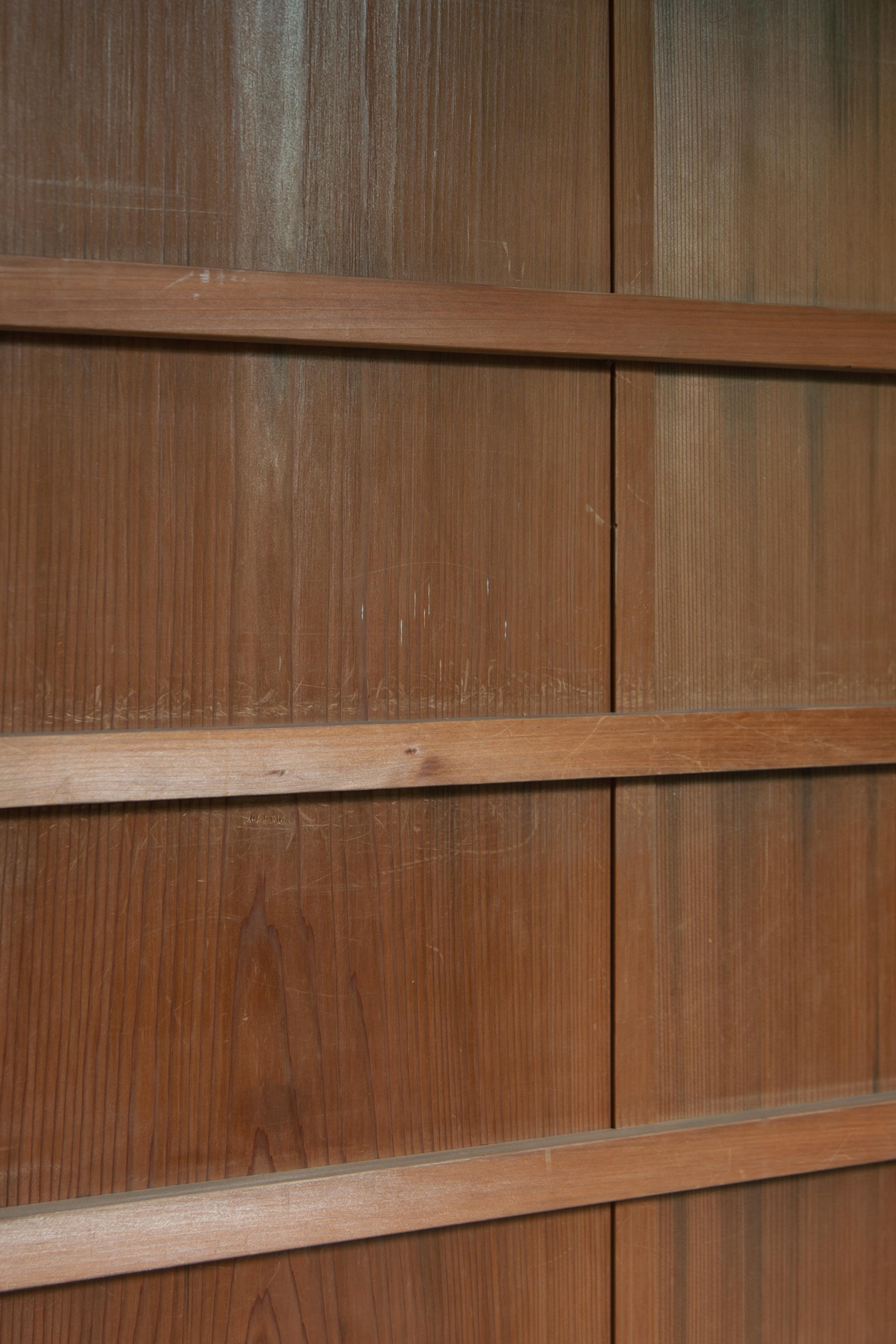Japanese antique Yoshino Cedar 2-panel folding room divider Byobu folding screen 4