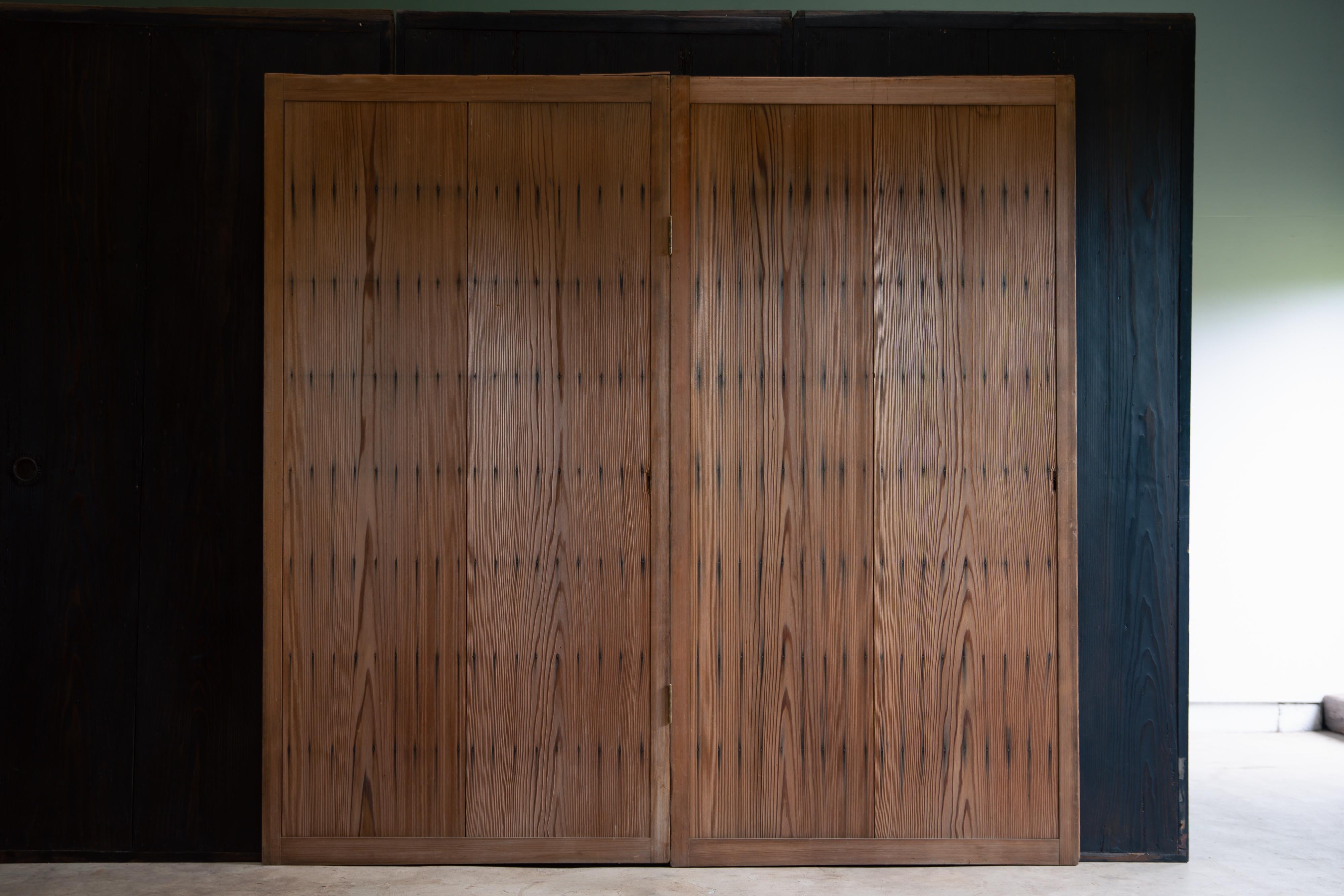 Japanese antique Yoshino Cedar 2-panel folding room divider Byobu folding screen 7