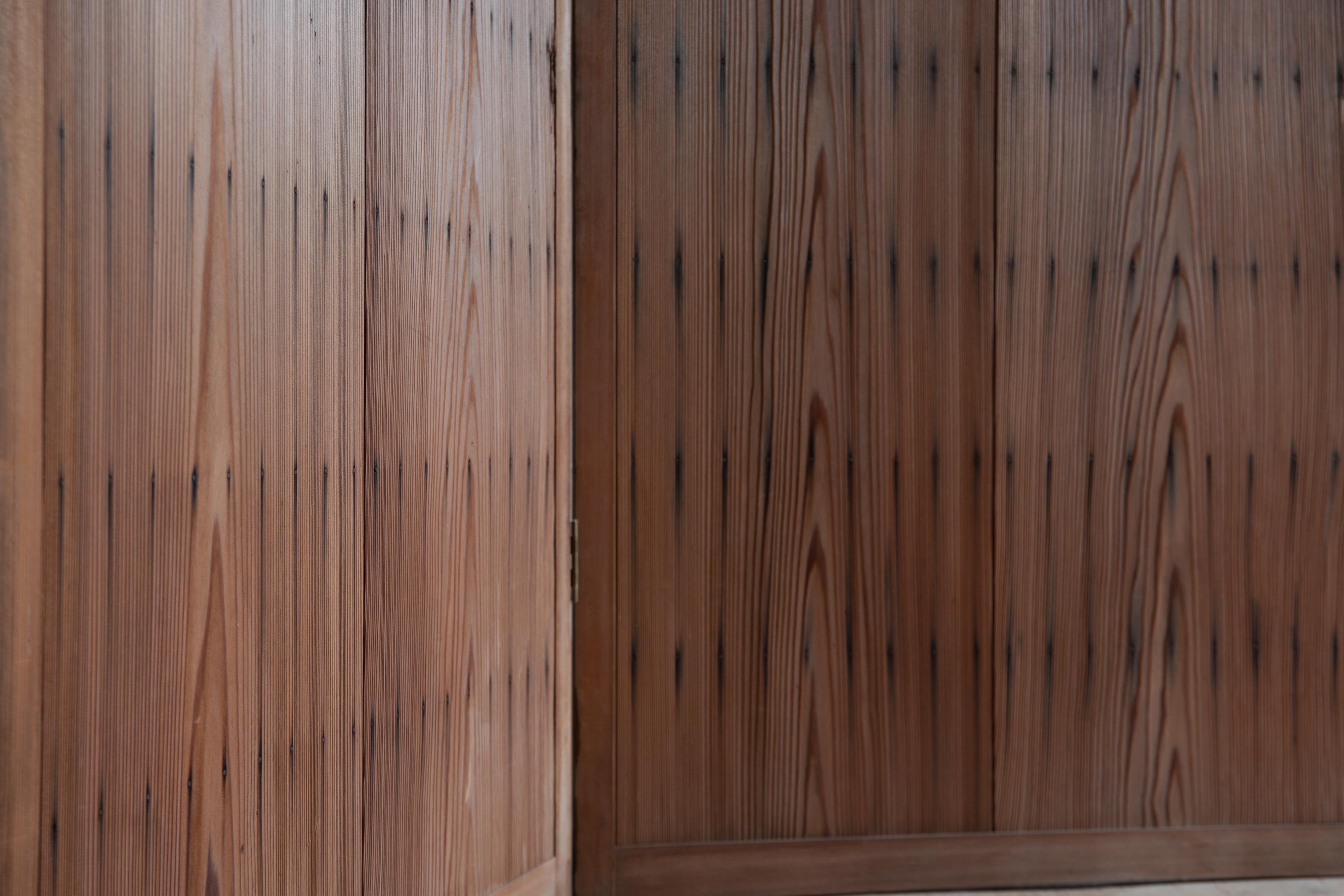 Japanese antique Yoshino Cedar 2-panel folding room divider Byobu folding screen 1