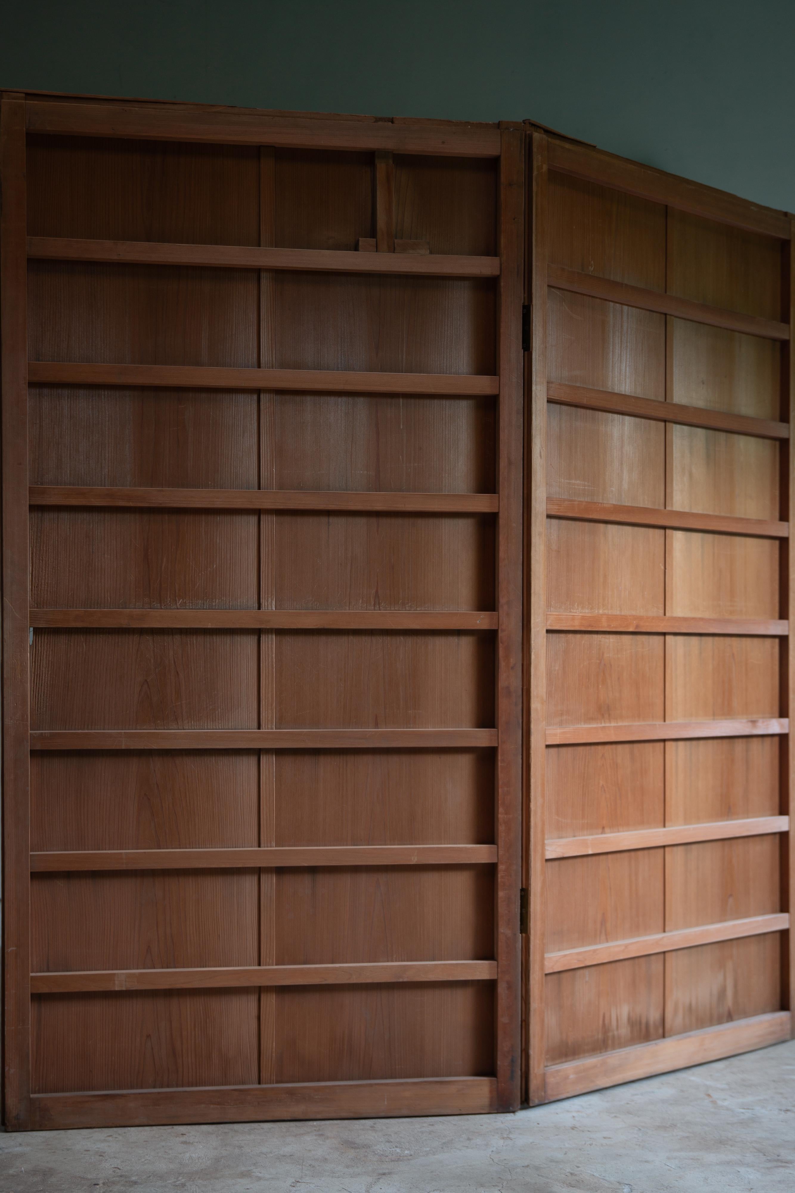 Japanese antique Yoshino Cedar 2-panel folding room divider Byobu folding screen 2