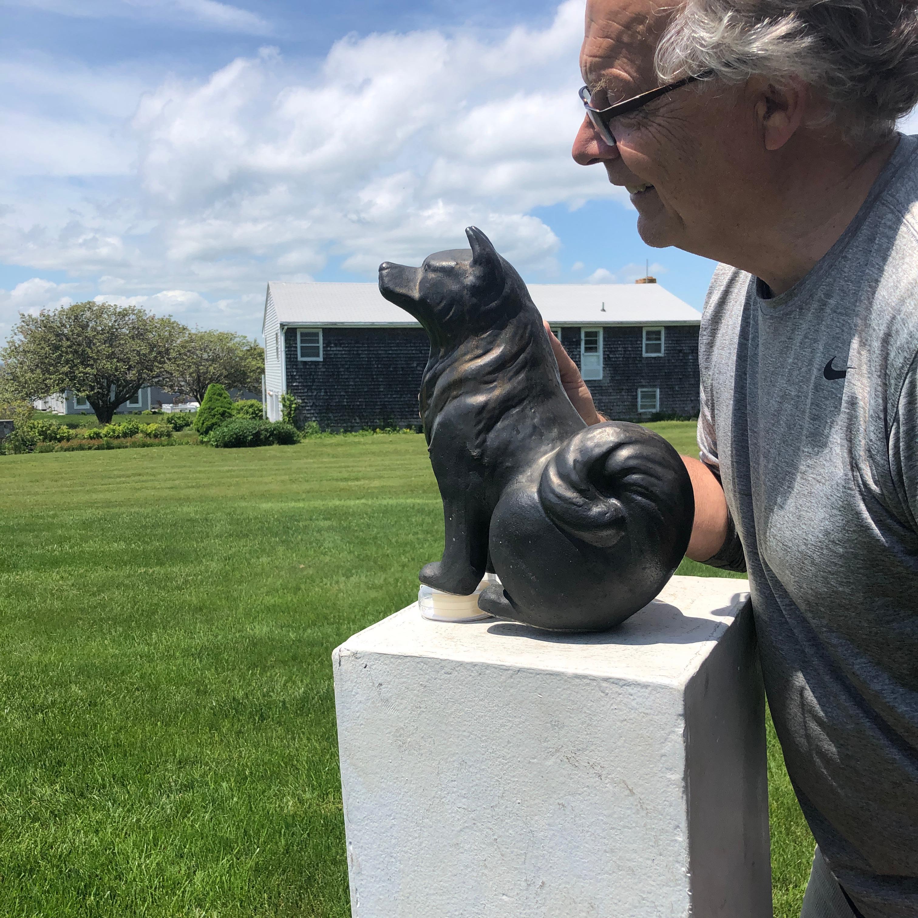 From our recent Japanese Acquisitions

A handsome and animated antique handmade and hand glazed big Akita dog with gold glazing highlights dating to the 19th century. It comes  from Japan's famous Bizen kiln.

It is signed on bottom with the old