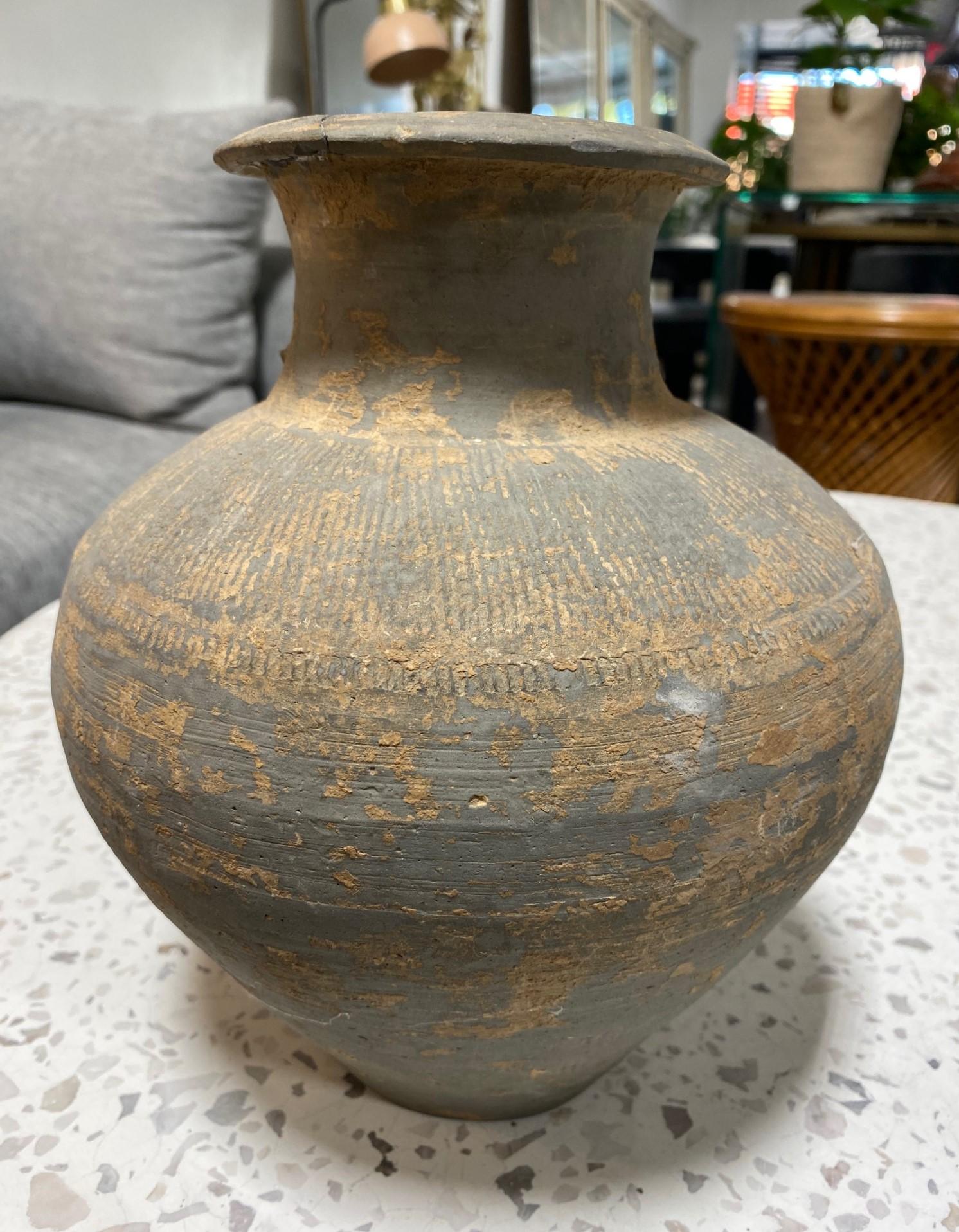 Japanese Antique Ancient Sueki Sue Ware Wabi-Sabi Art Pottery Vase Storage Jar For Sale 6
