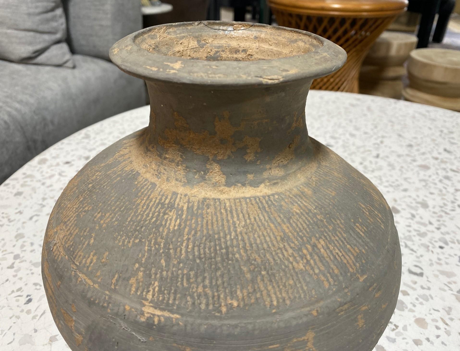 Hand-Crafted Japanese Antique Ancient Sueki Sue Ware Wabi-Sabi Art Pottery Vase Storage Jar For Sale