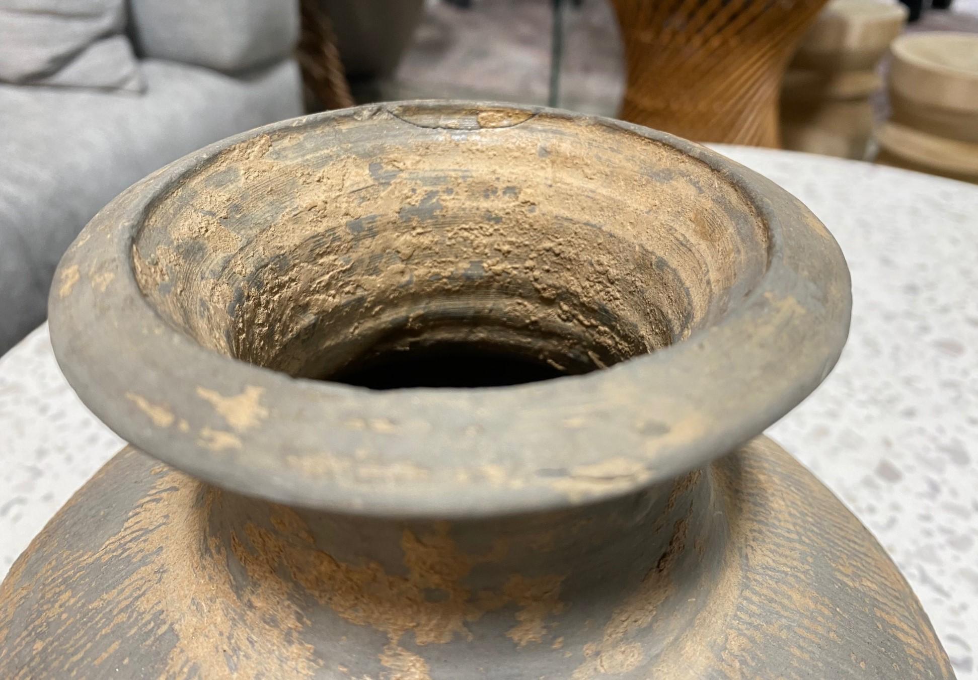 18th Century and Earlier Japanese Antique Ancient Sueki Sue Ware Wabi-Sabi Art Pottery Vase Storage Jar For Sale