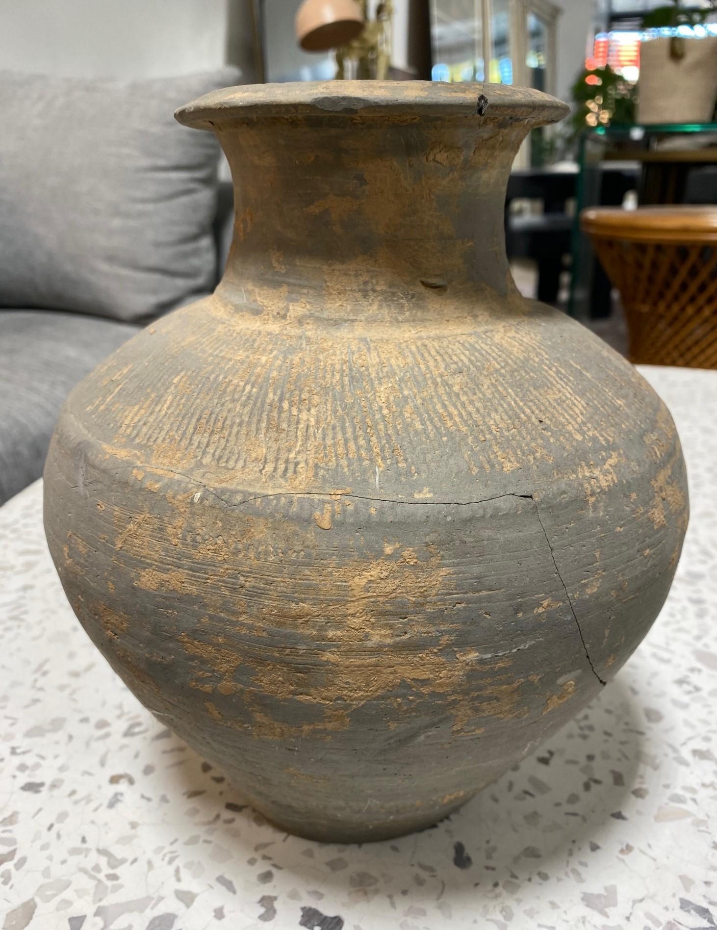 Japanese Antique Ancient Sueki Sue Ware Wabi-Sabi Art Pottery Vase Storage Jar For Sale 2