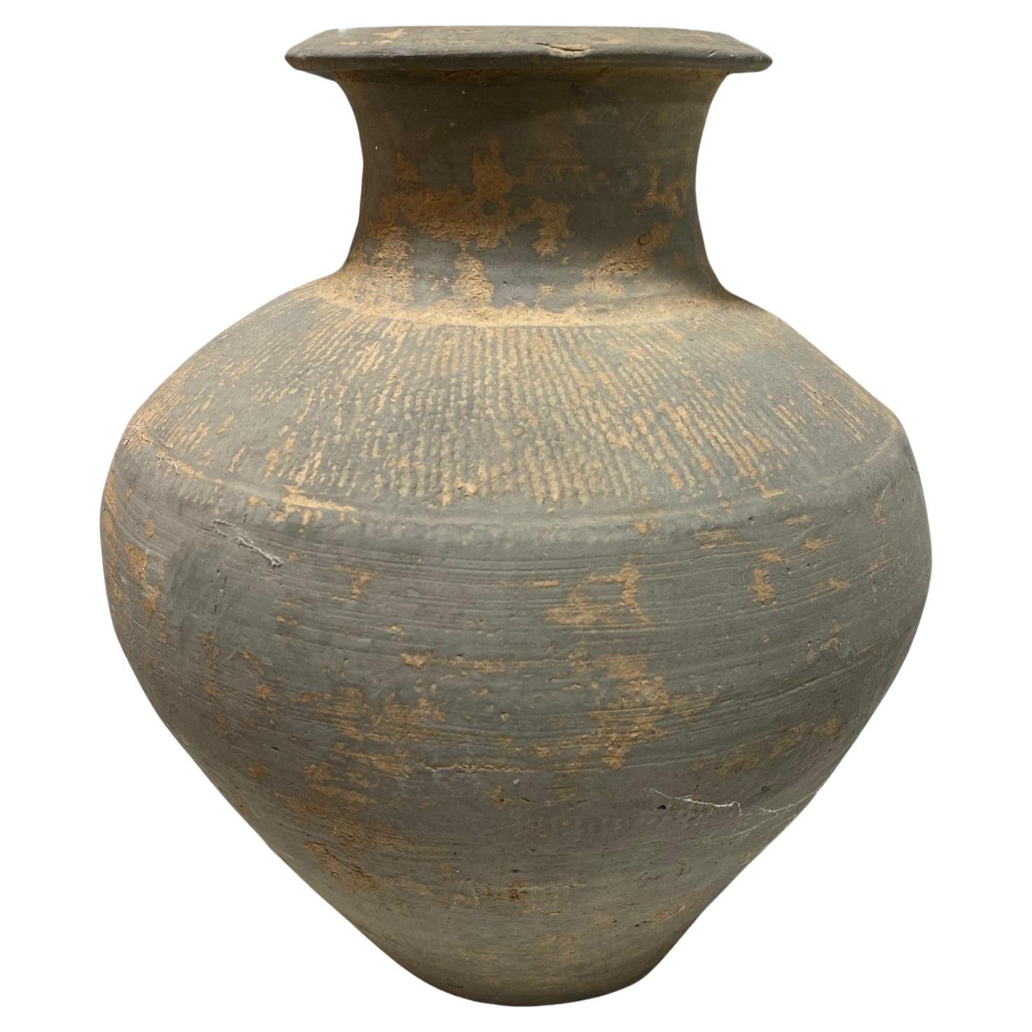 Japanese Antique Ancient Sueki Sue Ware Wabi-Sabi Art Pottery Vase Storage Jar For Sale