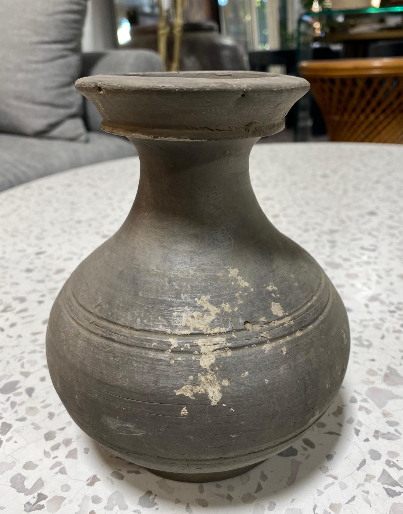 Hand-Crafted Japanese Antique Ancient Sueki Sue Ware Wabi-Sabi Pottery Vase Pot Vessel  For Sale