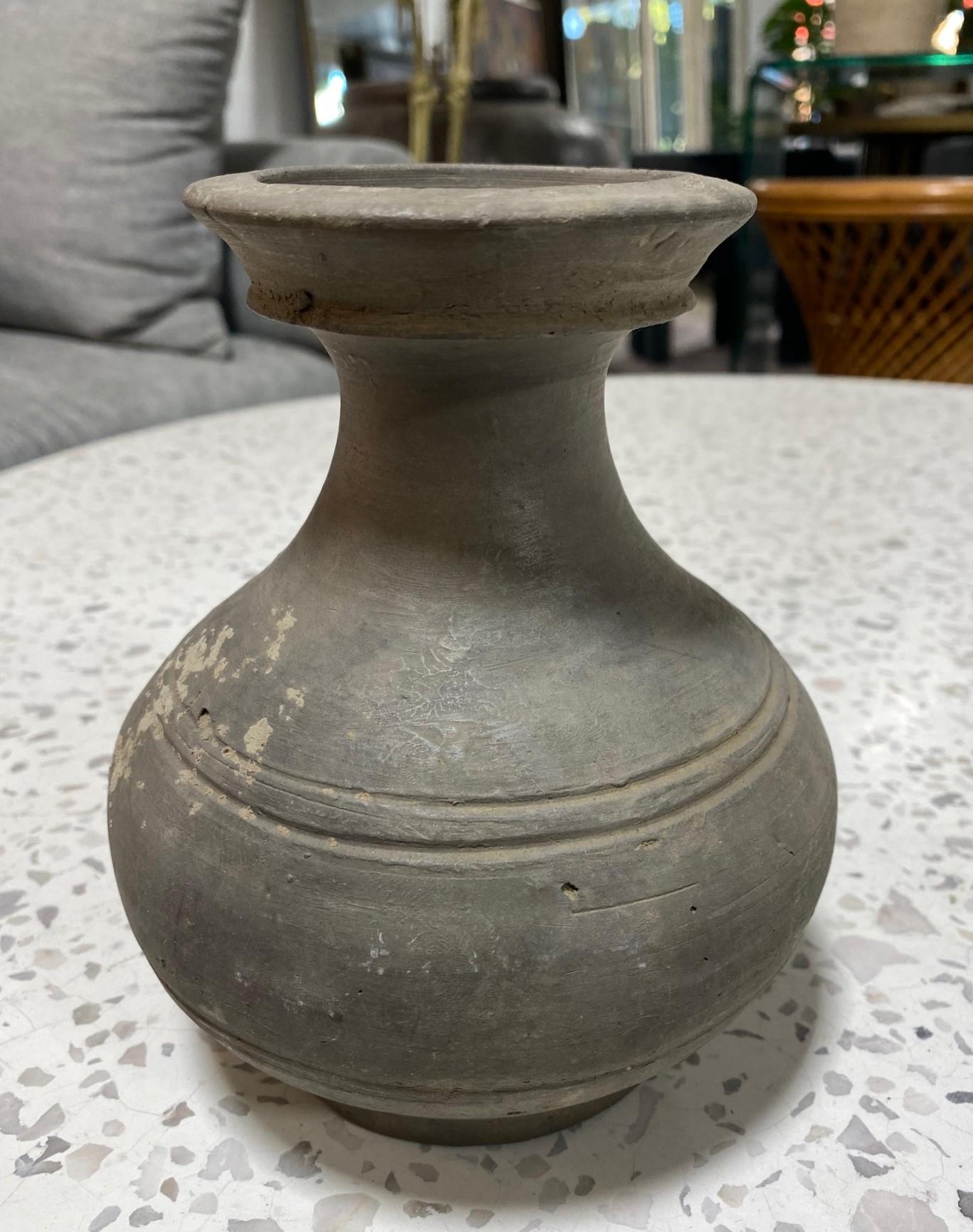 Japanese Antique Ancient Sueki Sue Ware Wabi-Sabi Pottery Vase Pot Vessel  In Good Condition For Sale In Studio City, CA