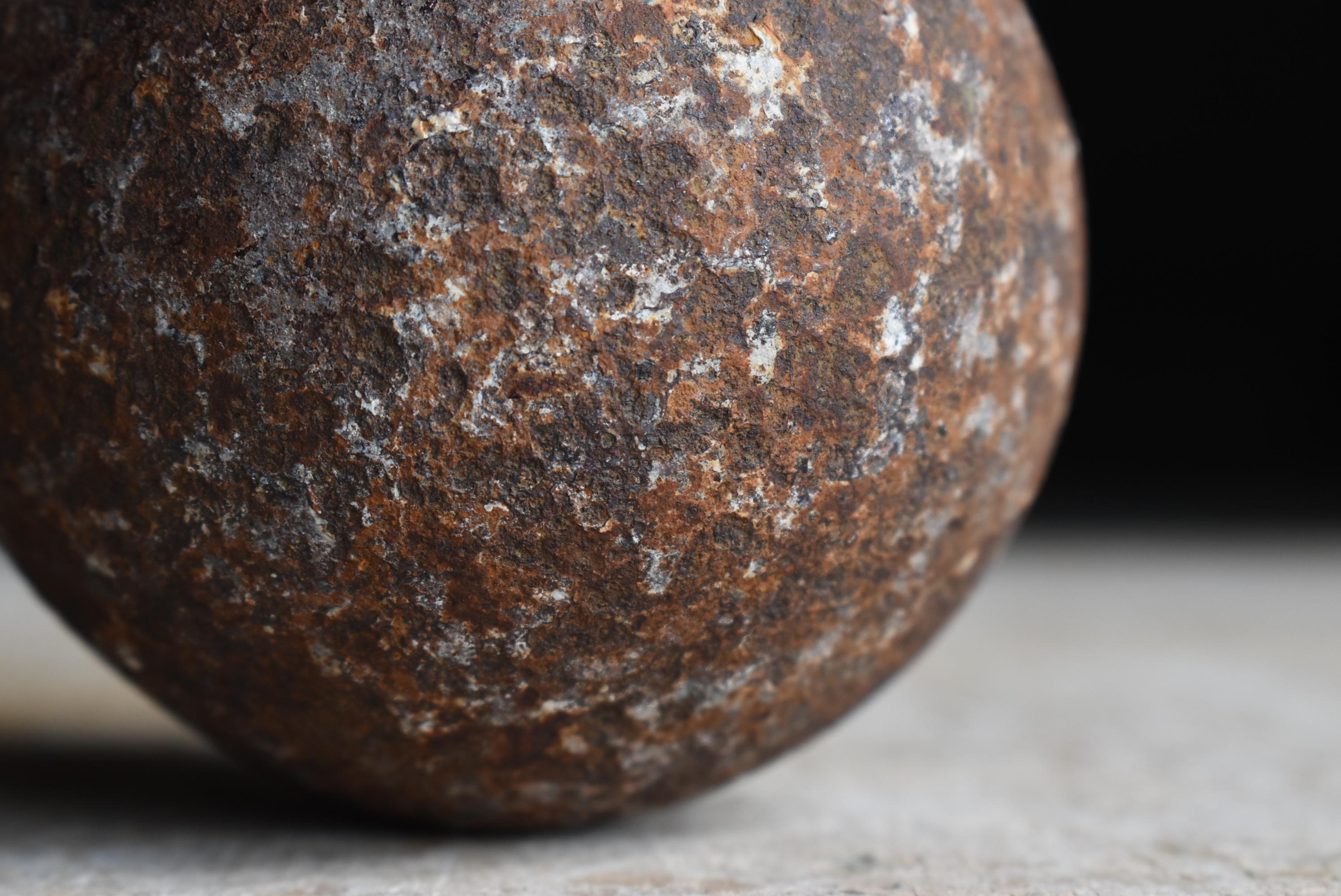 Metalwork Japanese Antique Artillery Shell 1900s-1920s / Iron Ball Object Wabisabi For Sale
