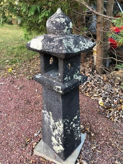 Japanese Tall Antique "Arts & Crafts" Stone Pathway Lantern Fine Quality,  35"