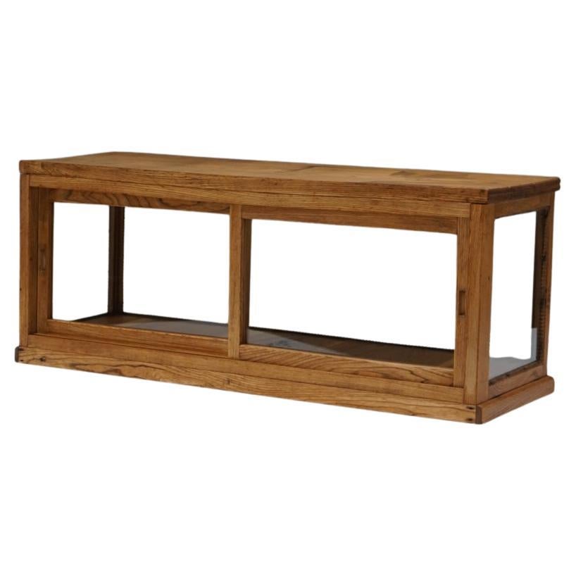 Japanese Antique Ash Wood Tabletop Showcase, 1940s–1950s, Japandi Wabi-Sabi