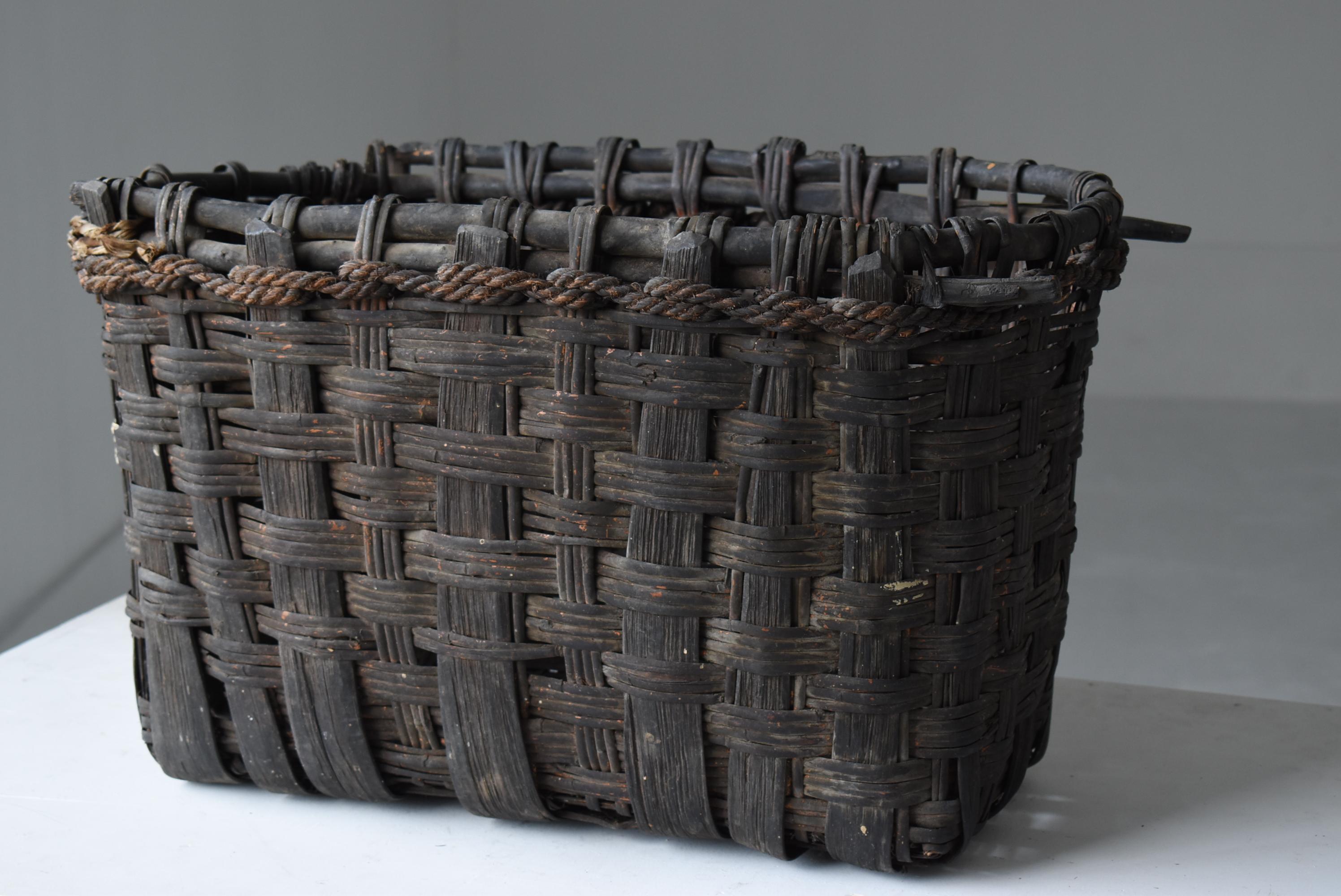 Panier japonais ancien en bambou des années 1900-1940 / Wabisabi 4