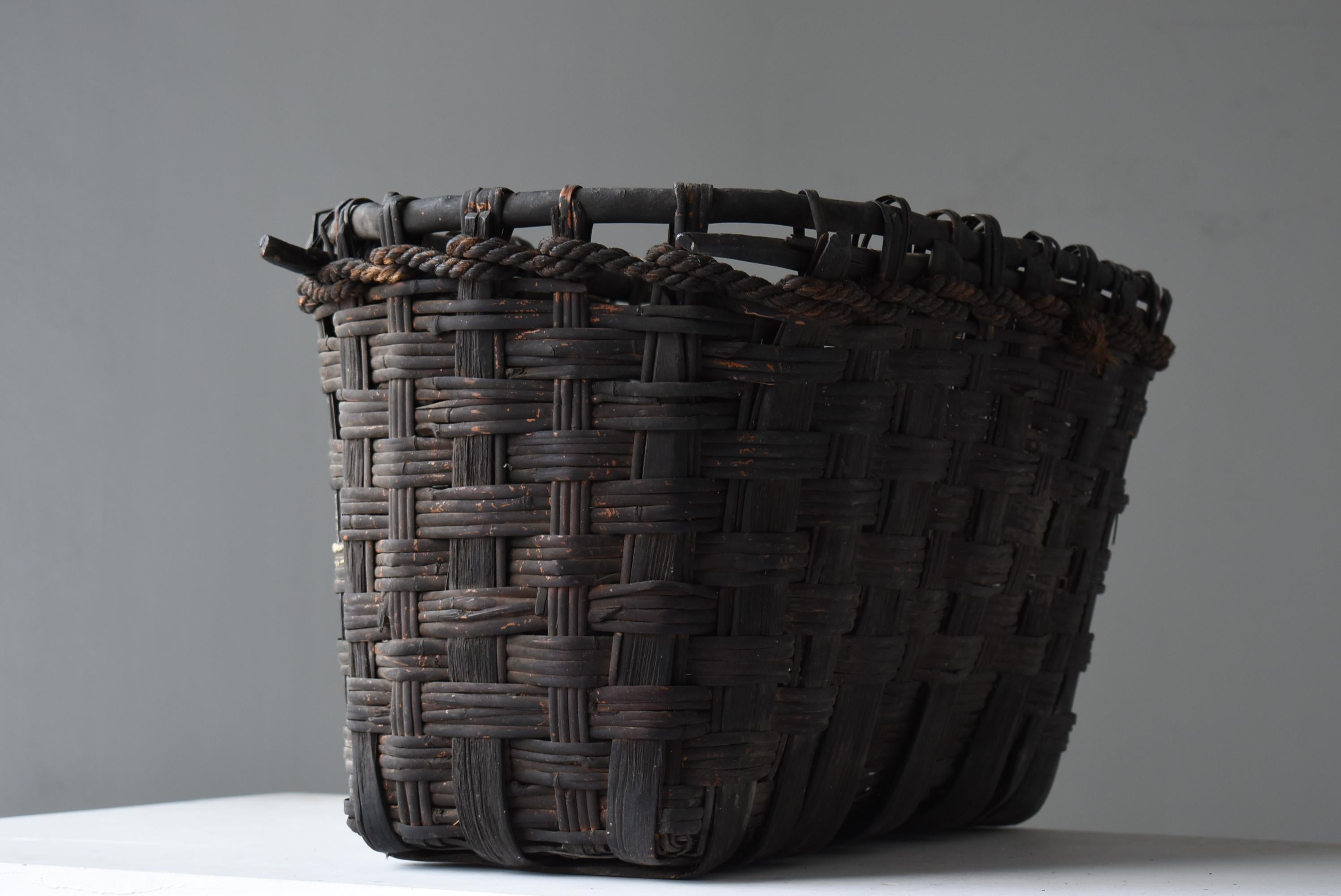 Panier japonais ancien en bambou des années 1900-1940 / Wabisabi 5