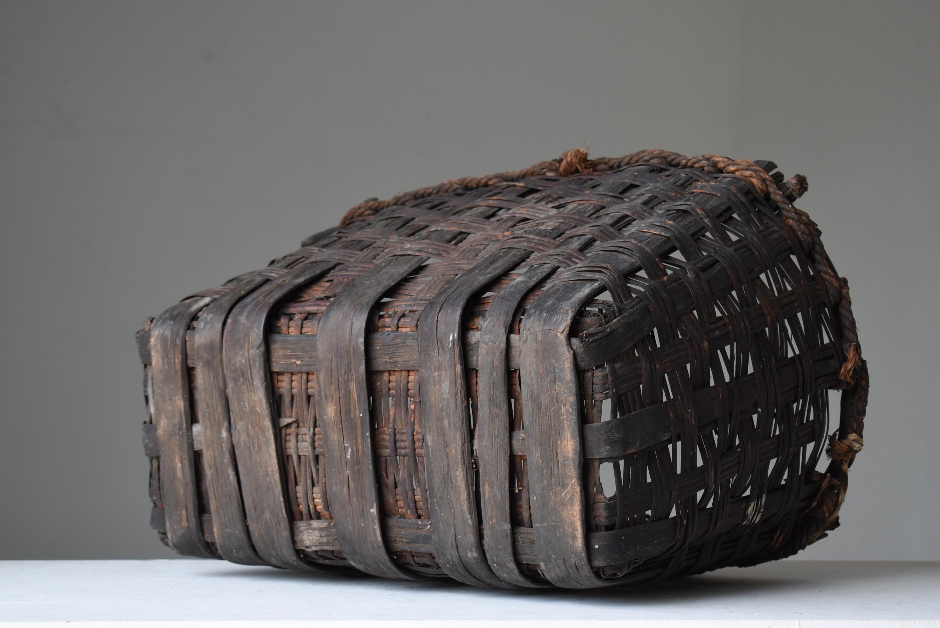 Panier japonais ancien en bambou des années 1900-1940 / Wabisabi 6