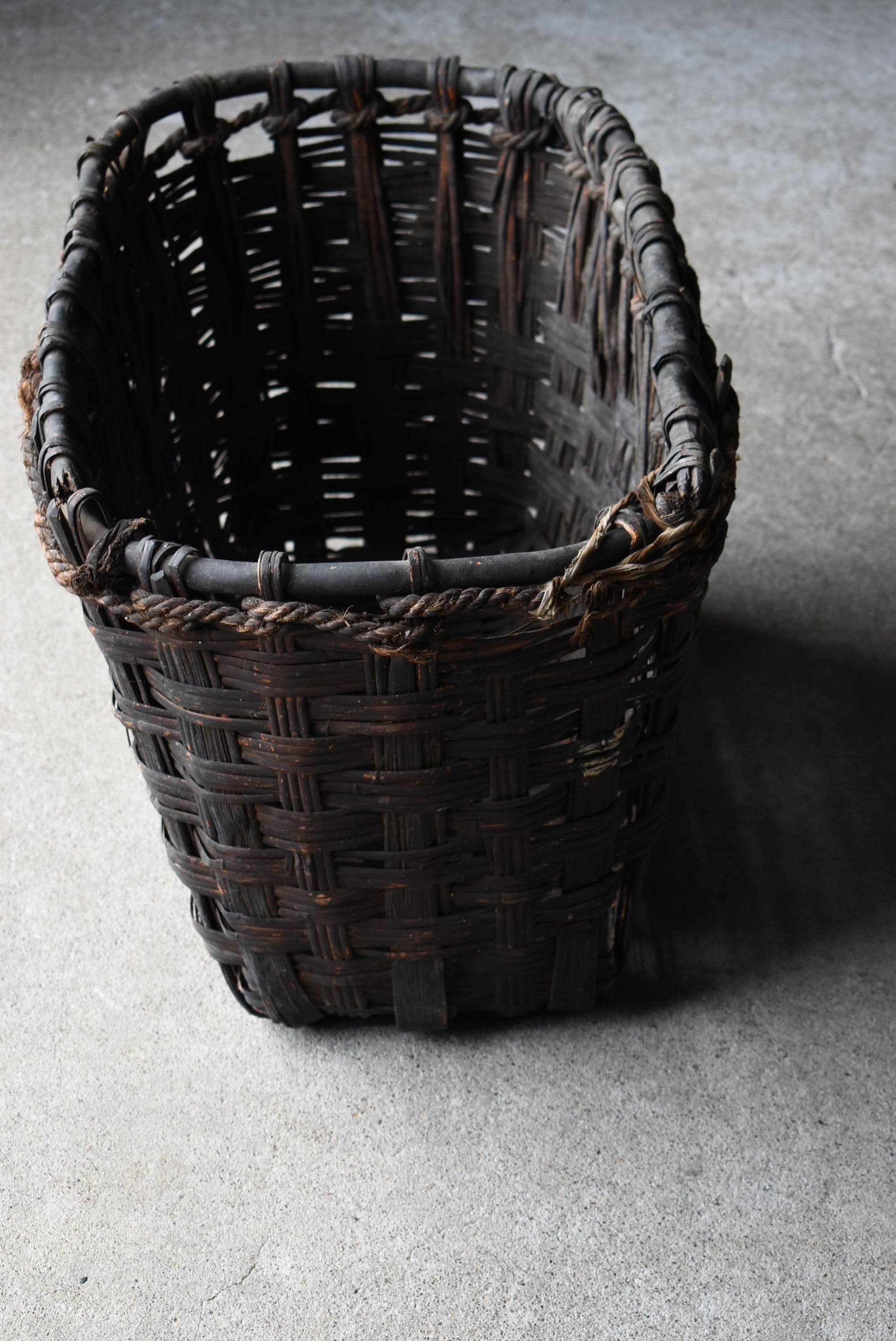 Panier japonais ancien en bambou des années 1900-1940 / Wabisabi 10