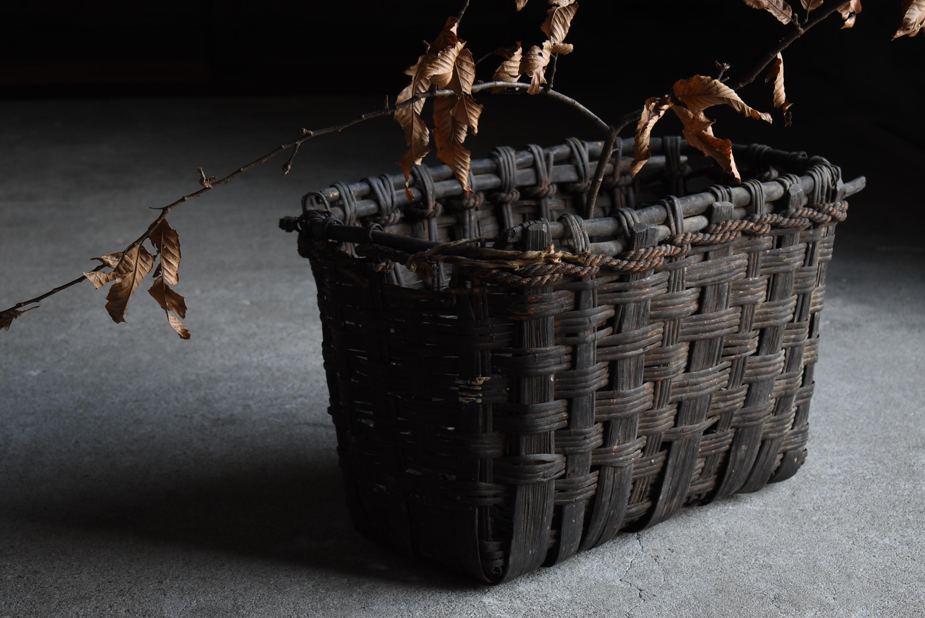 Panier japonais ancien en bambou des années 1900-1940 / Wabisabi 12