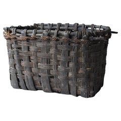 Japanese Antique Bamboo Basket 1900s-1940s / Wabisabi