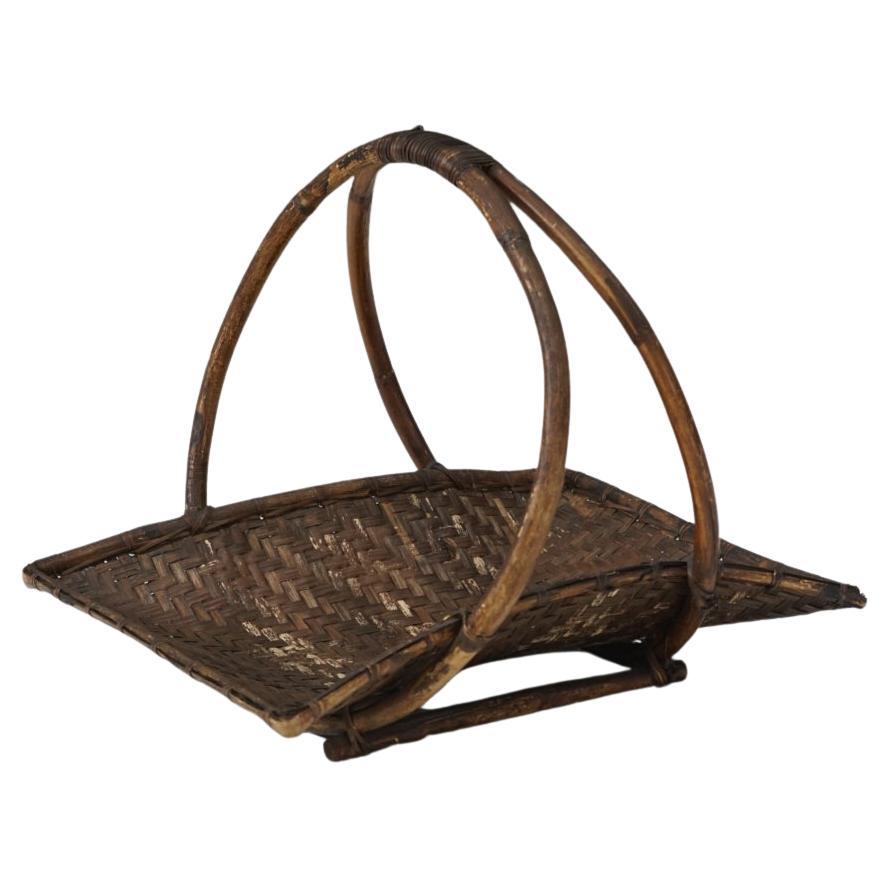 Japanese Antique Bamboo basket Folk art Wabi-Sabi