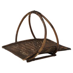 Japanese Antique Bamboo basket Folk art Wabi-Sabi